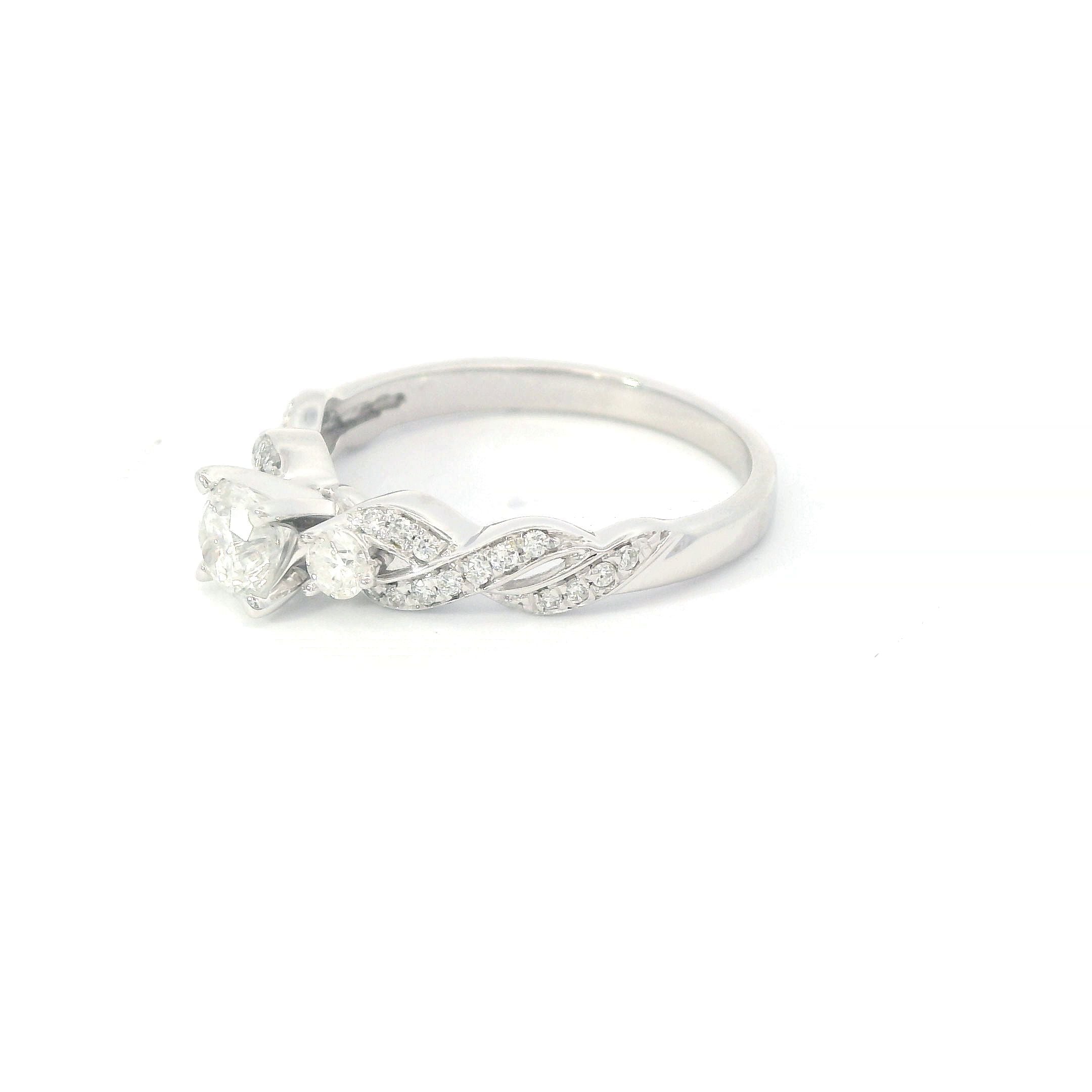 Estate Collection: 14K White Gold Diamond 3-Stone Twist Engagement Ring