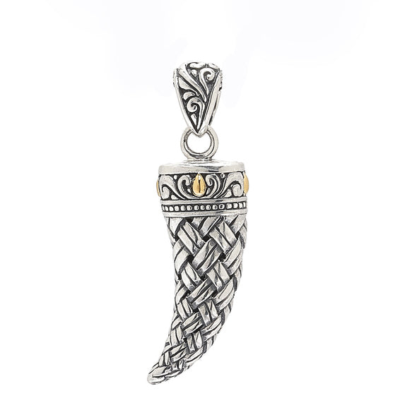 Samuel B. Sterling Silver & 18K Yellow Gold Meadow Grass Horn Pendant with 24" Chain on a white background