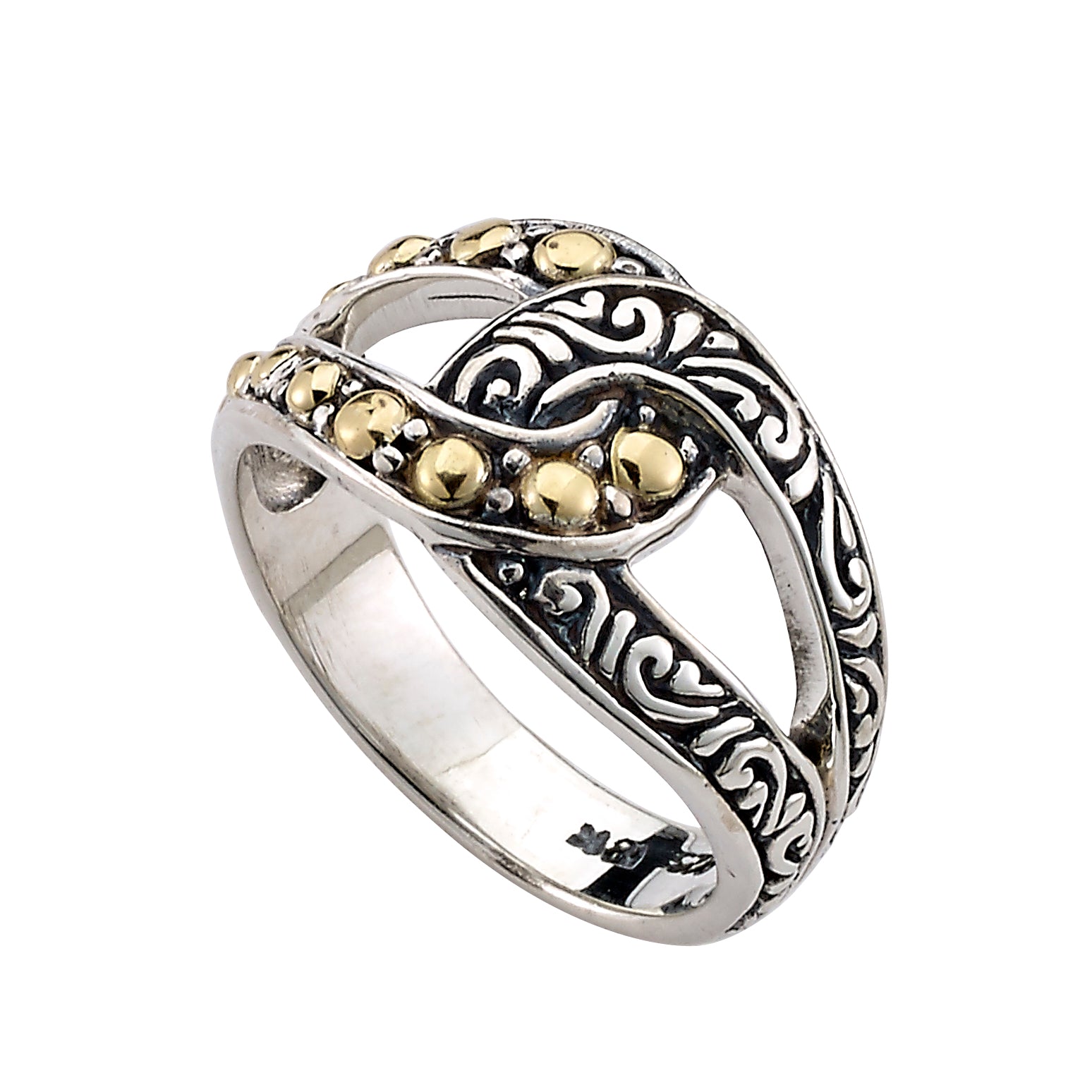 Samuel B. Sterling Silver & 18K Yellow Gold Interlocking Detailed Ring