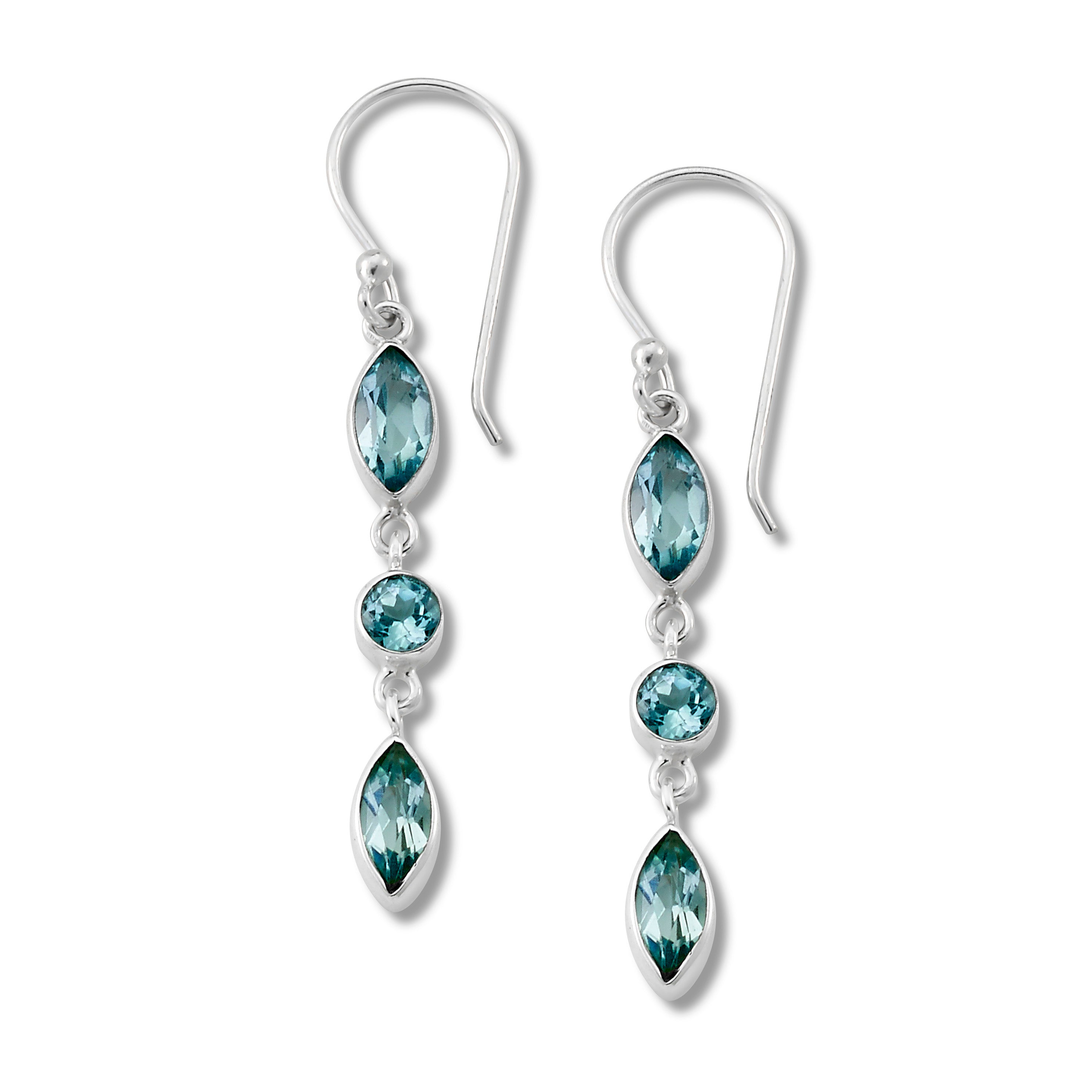 Samuel B. Mahawu Sterling Silver Sky Blue Topaz Dangle Earrings