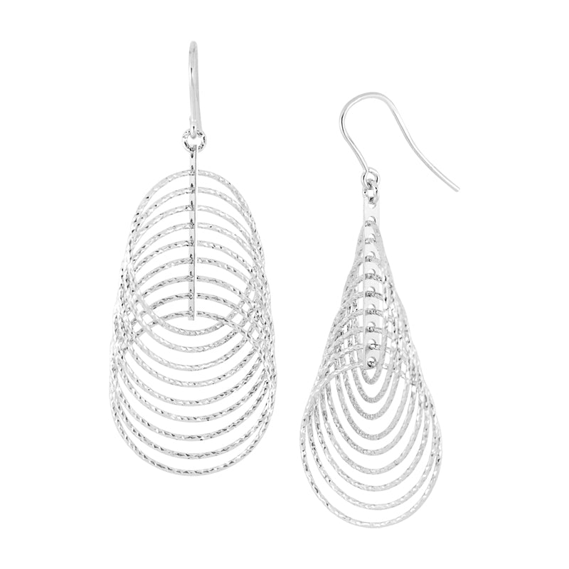Sterling Silver 6 Diamond Cut Circle Drop Earrings