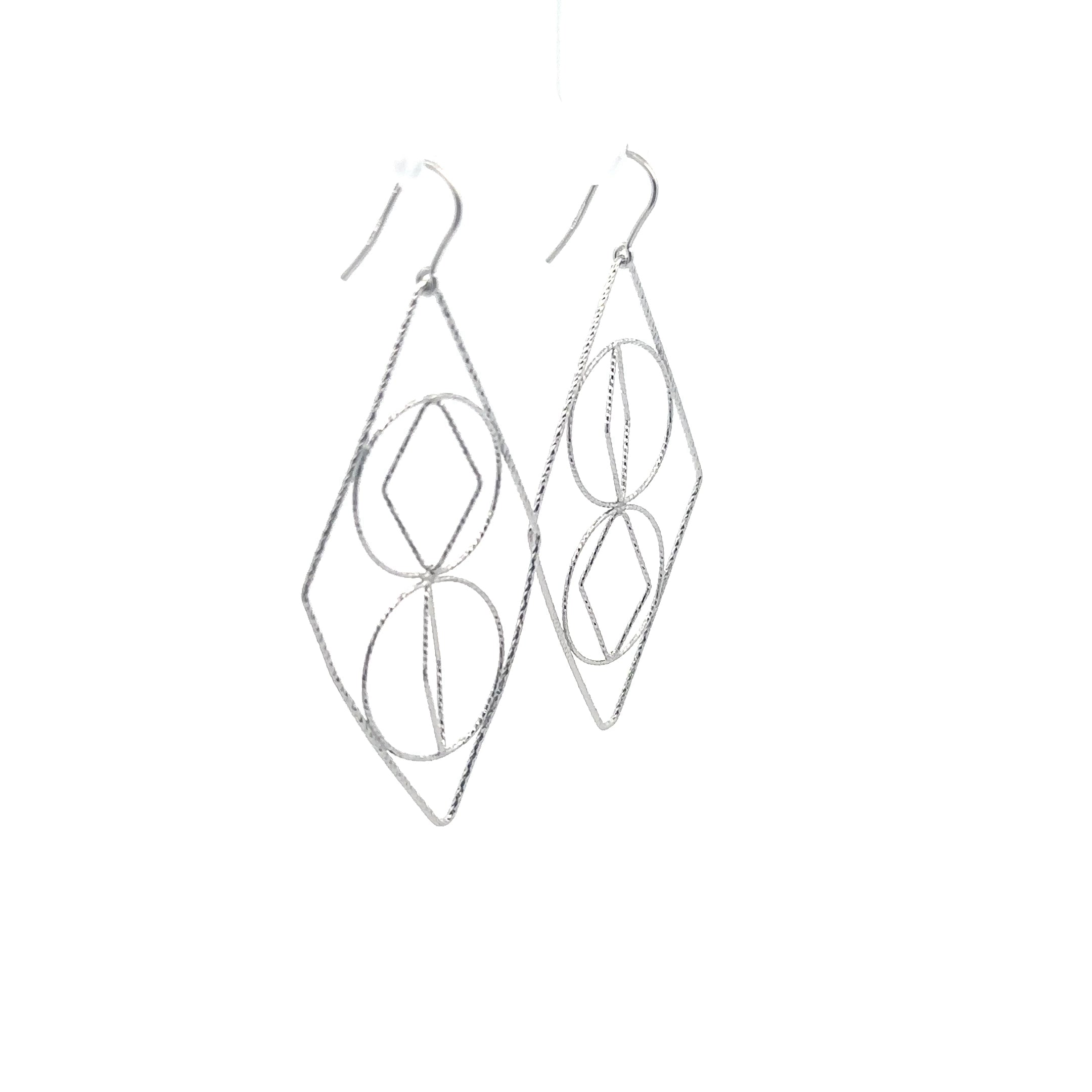 Sterling Silver Diamond-Cut Large Earrings