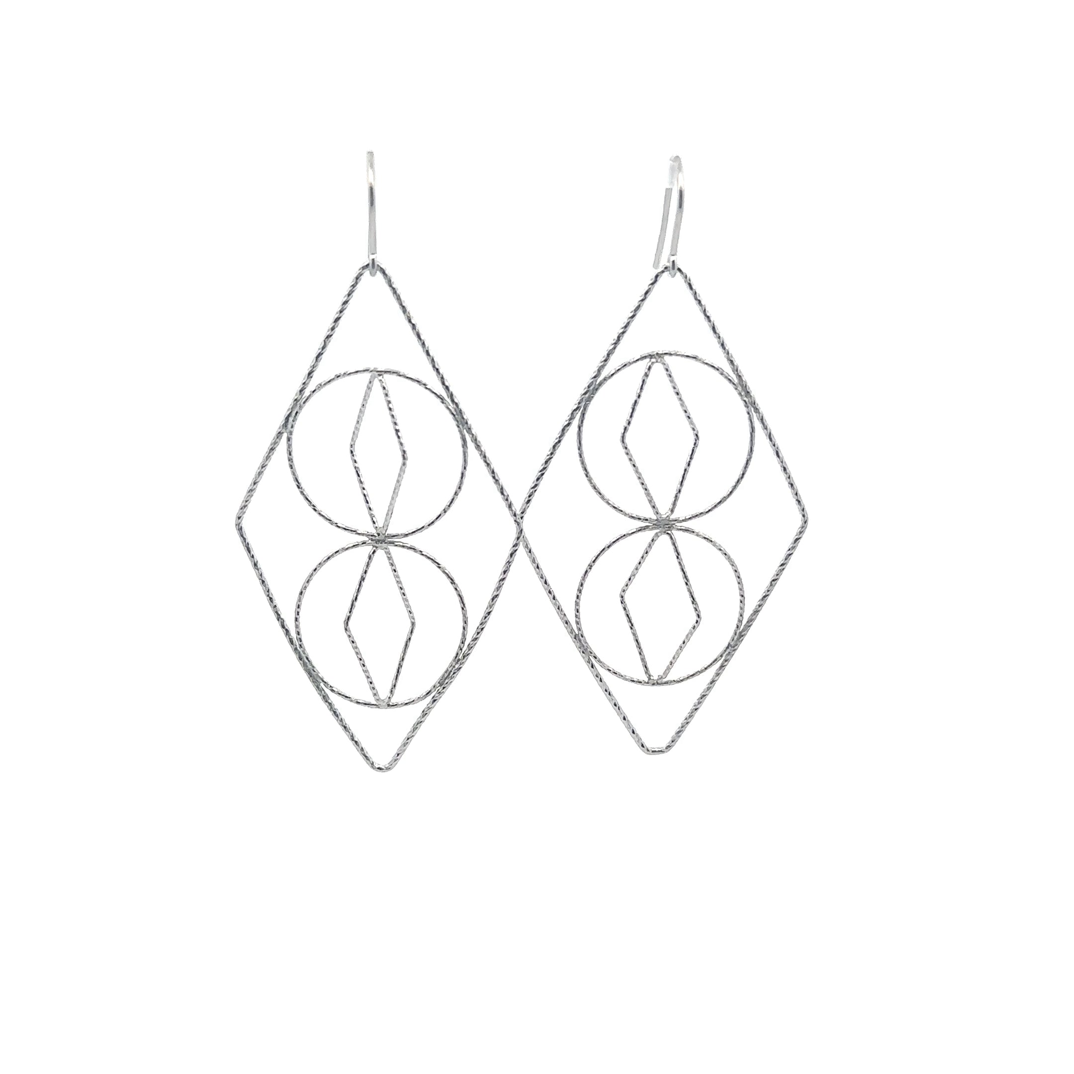 Sterling Silver Diamond-Cut Large Earrings