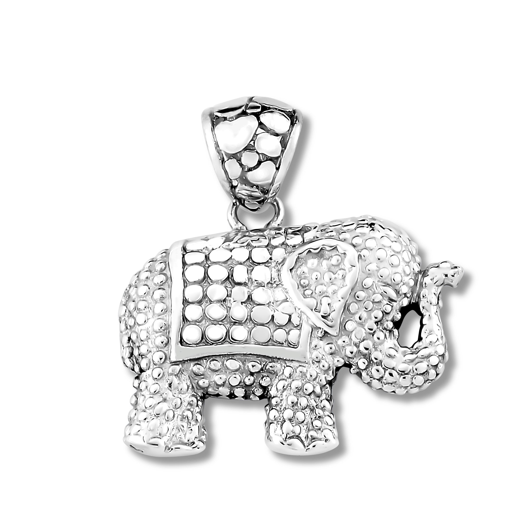 Samuel B. Sterling Silver Beaded Detailed Elephant Pendant Necklace