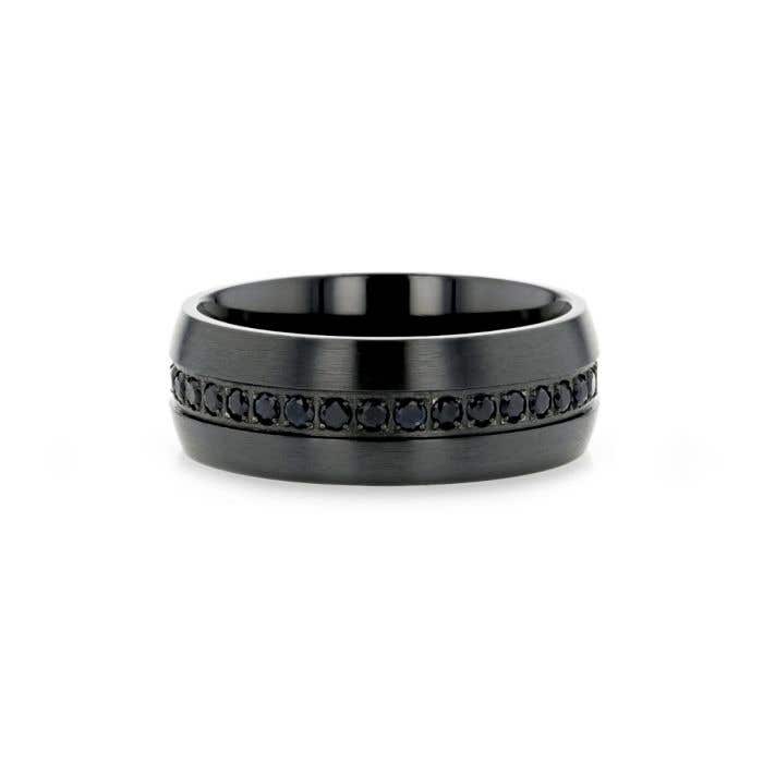 Thorsten "TALON" Black Titanium Ring with Black Sapphires