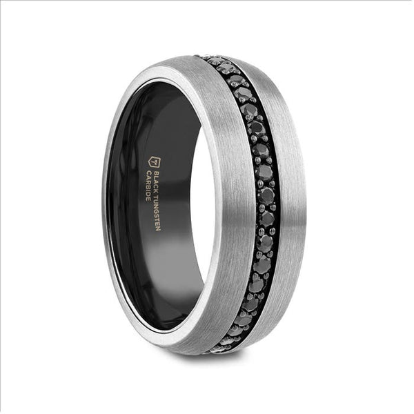Thorsten "PILOT" Gunmetal Tungsten Ring with Black Sapphires