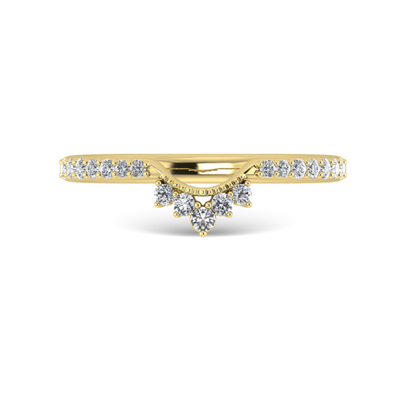 14K Yellow Gold 1/5CT. Diamond Curved Accented Wedding Band