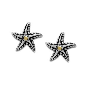 Samuel B. Sterling Silver & 18K Yellow Gold Beaded Starfish Stud Earrings