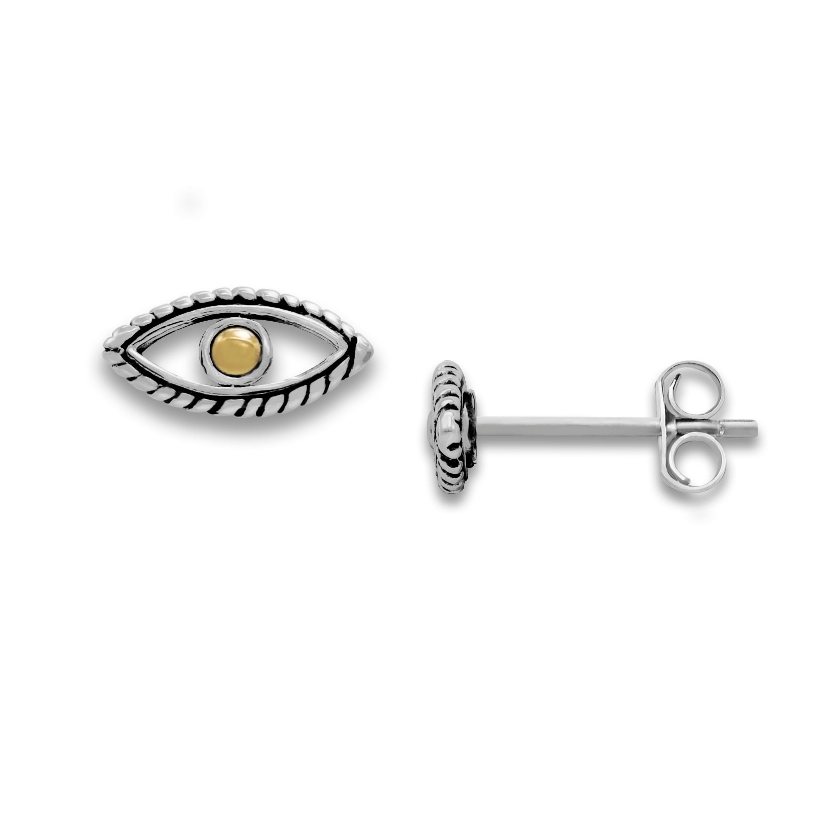 Samuel B. Sterling Silver & 18K Yellow Gold Evil Eye Stud Earrings