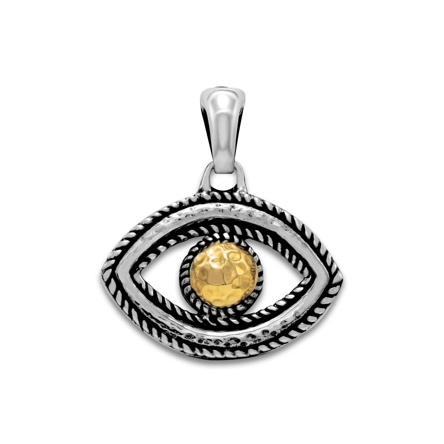 Samuel B. Sterling Silver & 18K Yellow Gold Evil Eye Pendant Necklace with 18" Box Chain