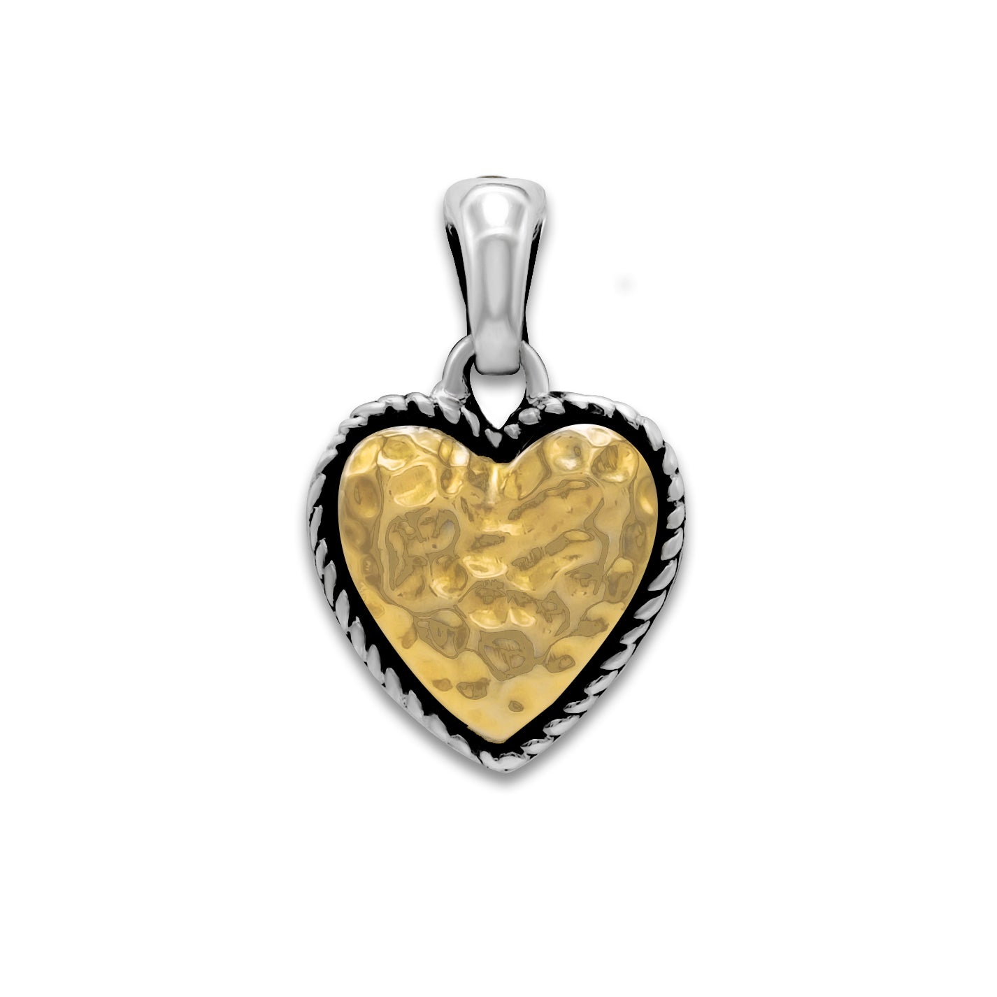 Samuel B. Sterling Silver & 18K Yellow Gold Hammered Heart Pendant Necklace with 18" Box Chain