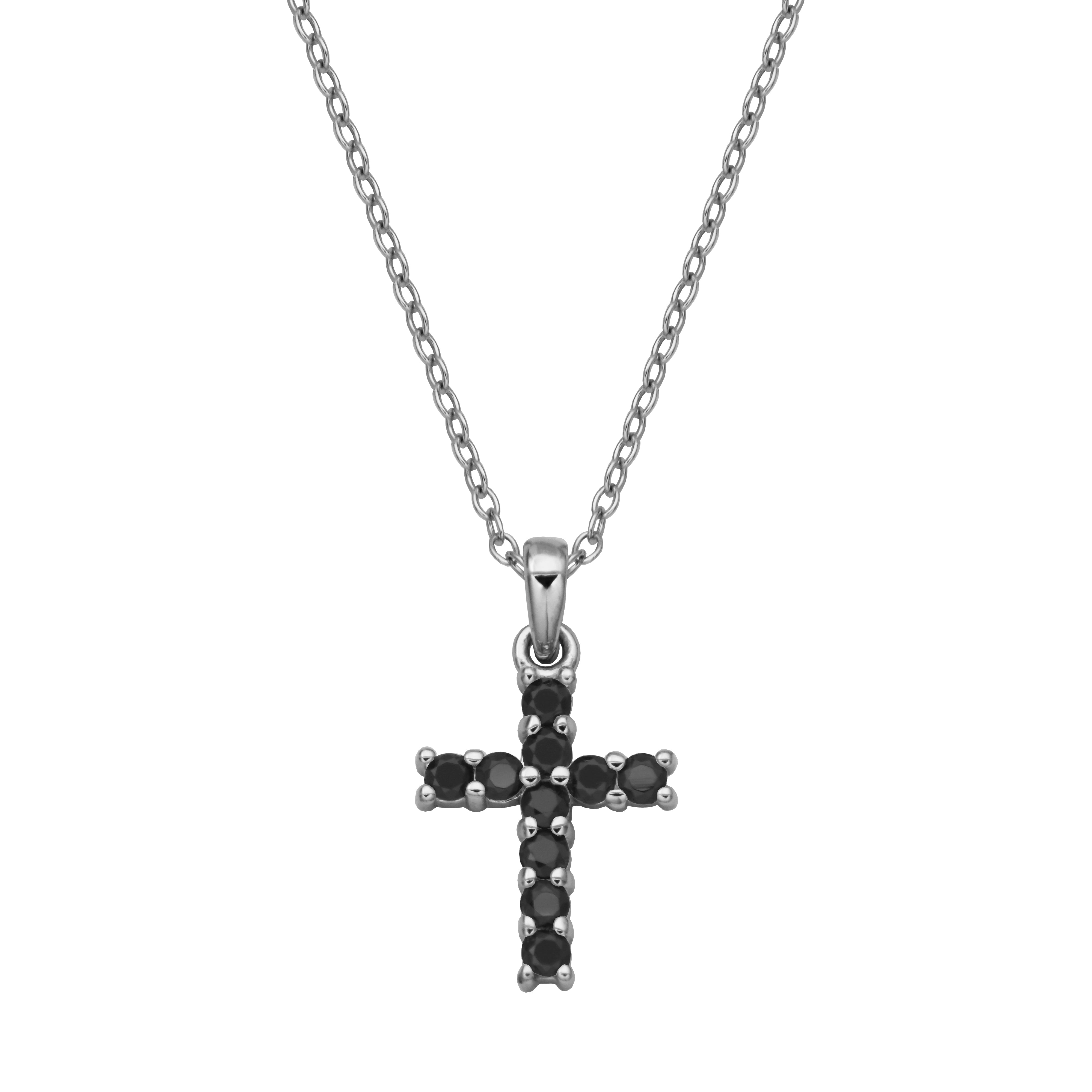 Samuel B. "Mini Dazzle Black Spinel Cross Pendant" Necklace