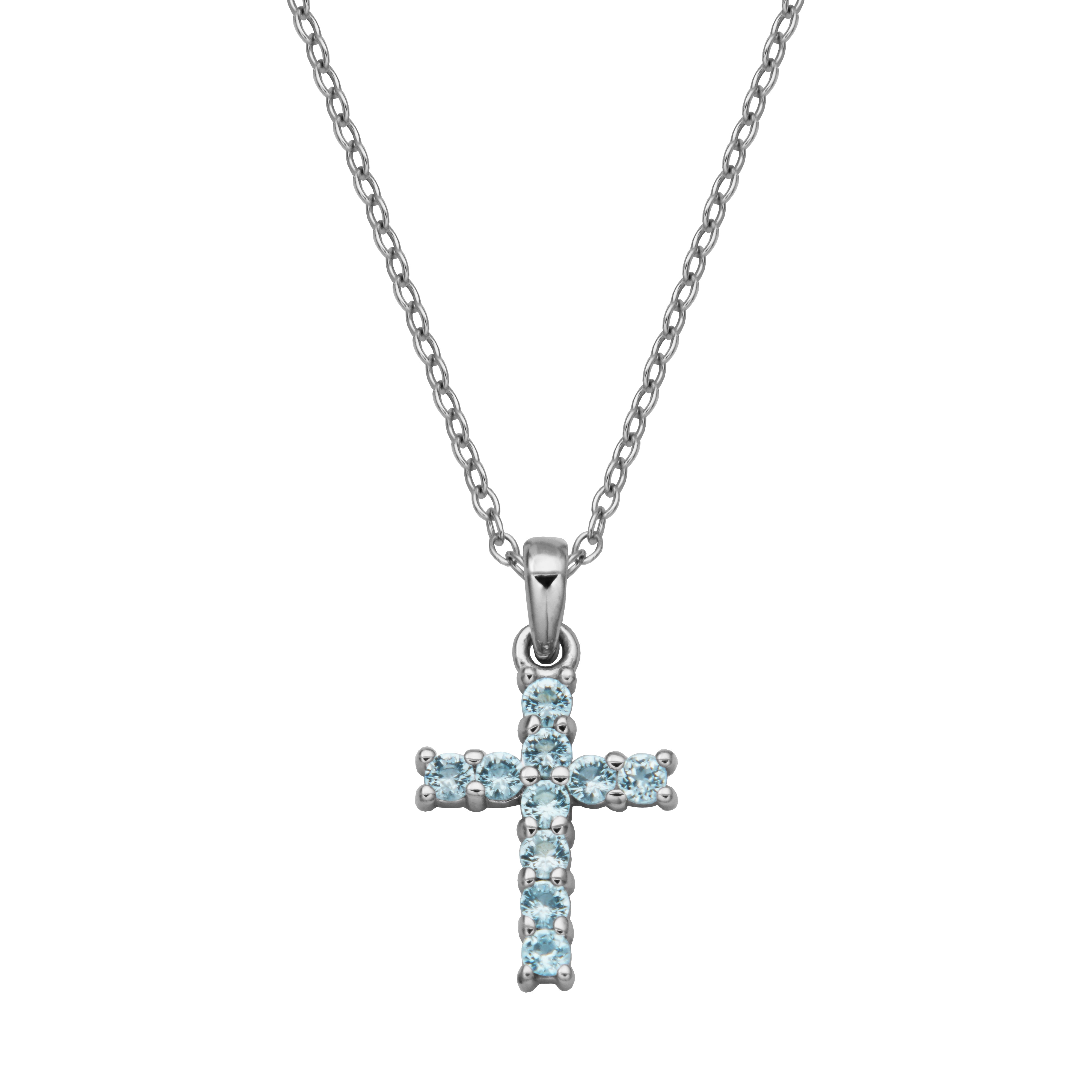 Samuel B. "Mini Dazzle Blue Topaz Pendant" Necklace