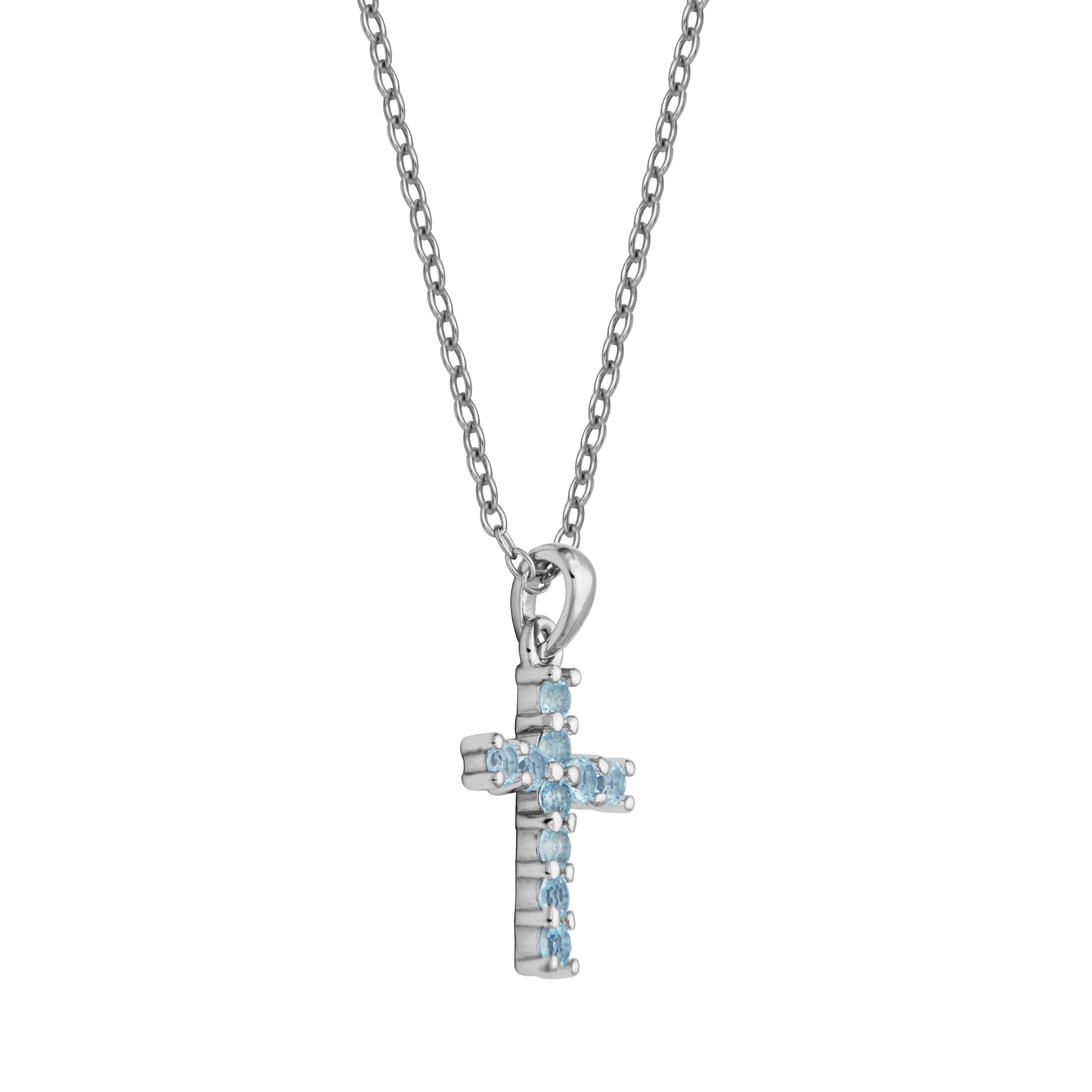 Samuel B. "Mini Dazzle Blue Topaz Pendant" Necklace