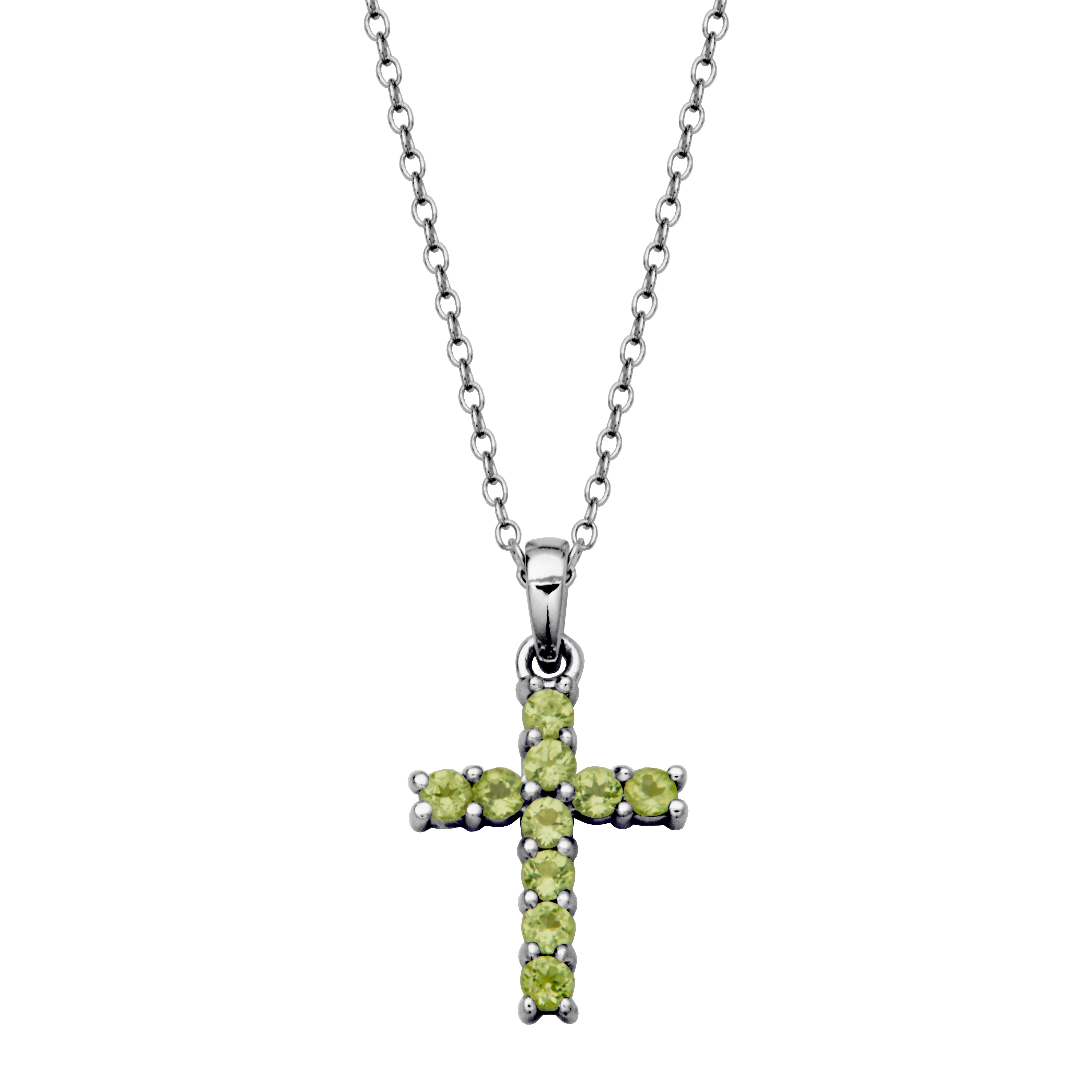 Samuel B. "Mini Dazzle Peridot Cross Pendant" Necklace