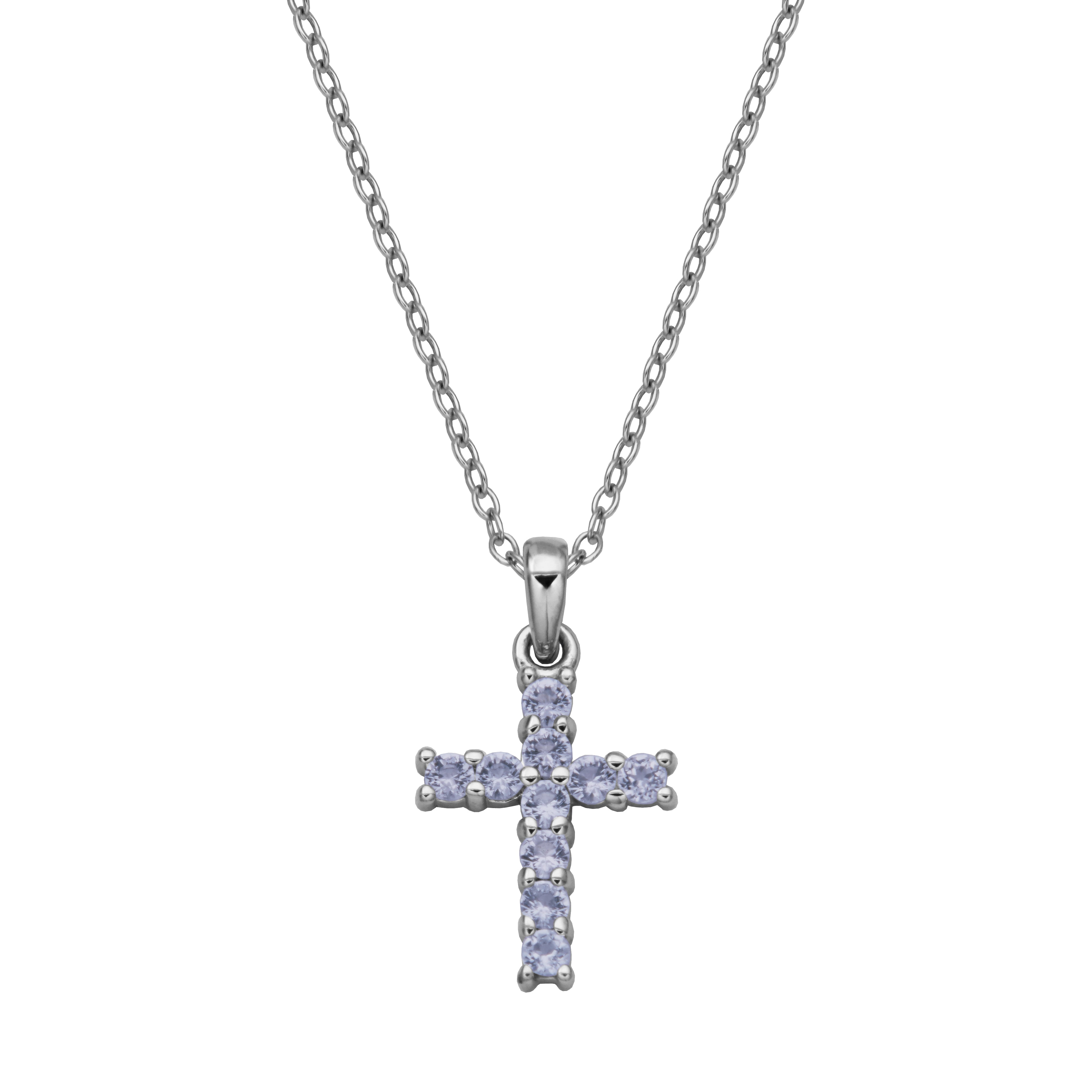 Samuel B. "Mini Dazzle Tanzanite Cross Pendant" Necklace