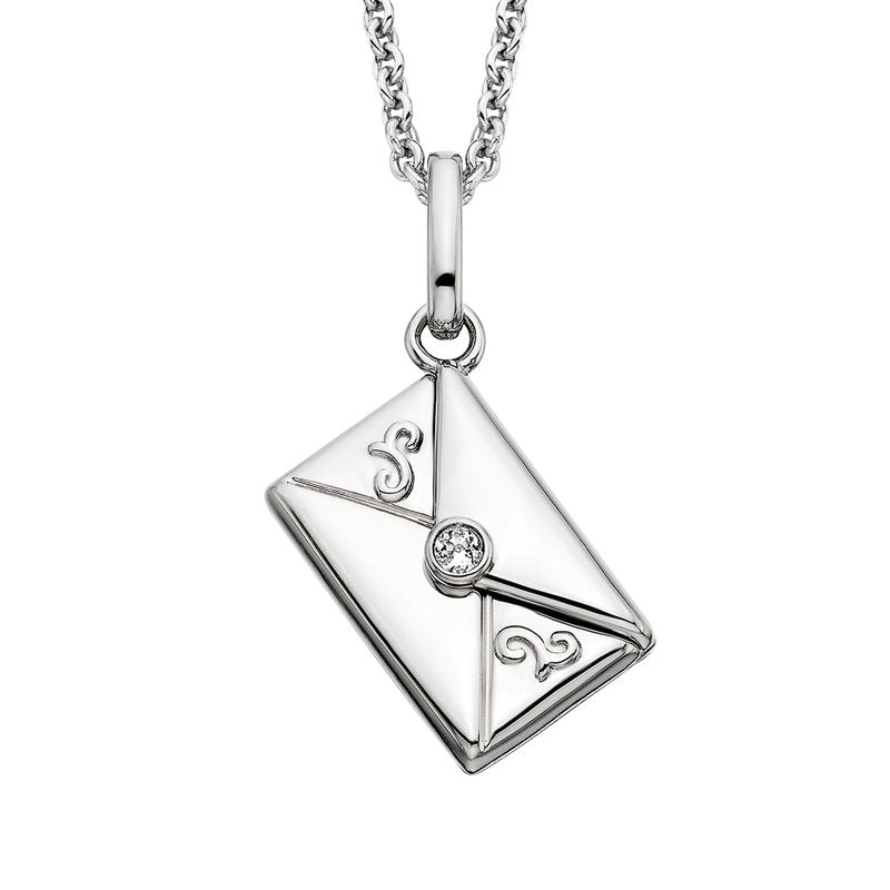 Sterling Silver "Love You" Envelope Pendant Necklace
