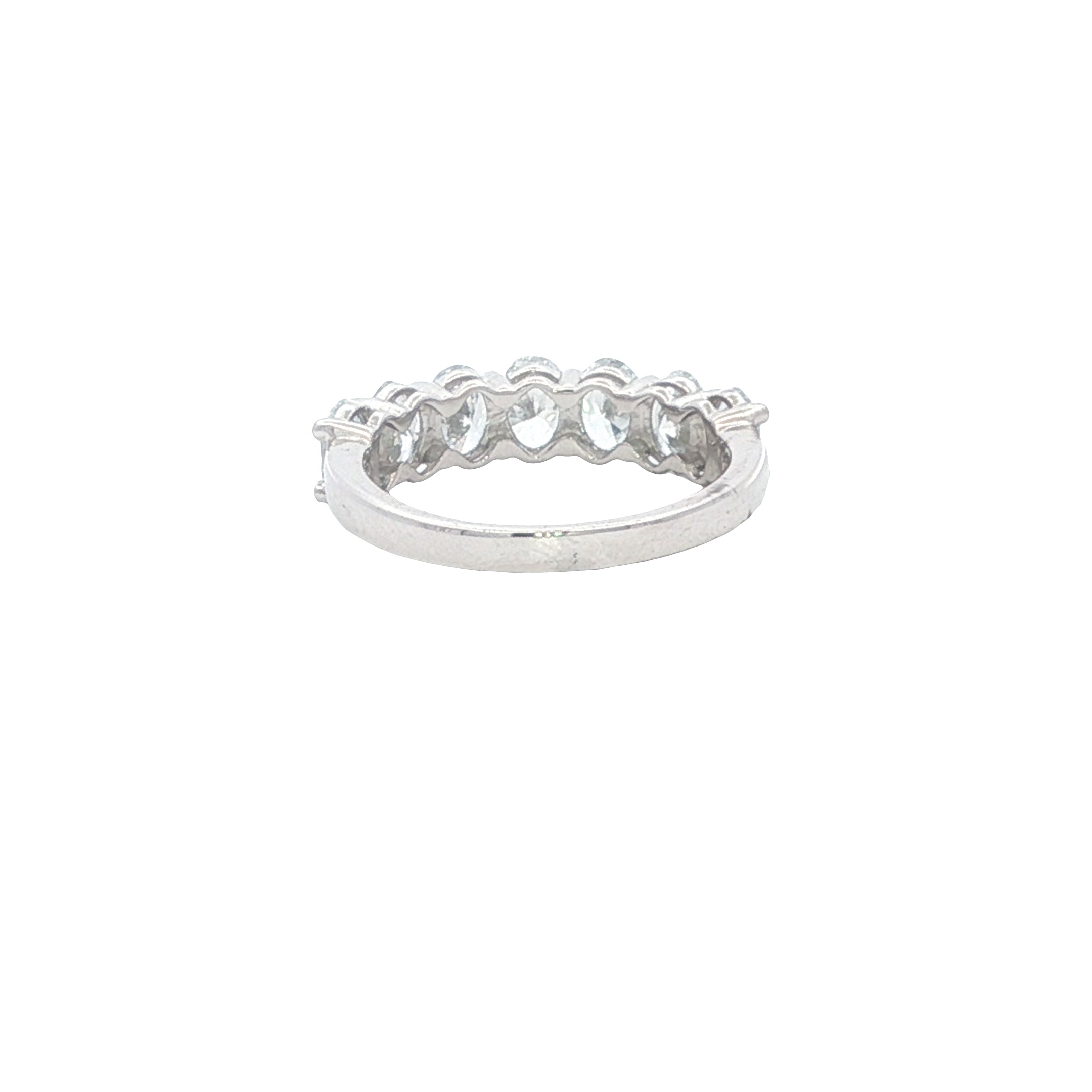 Silver ring with small stones on a white background
