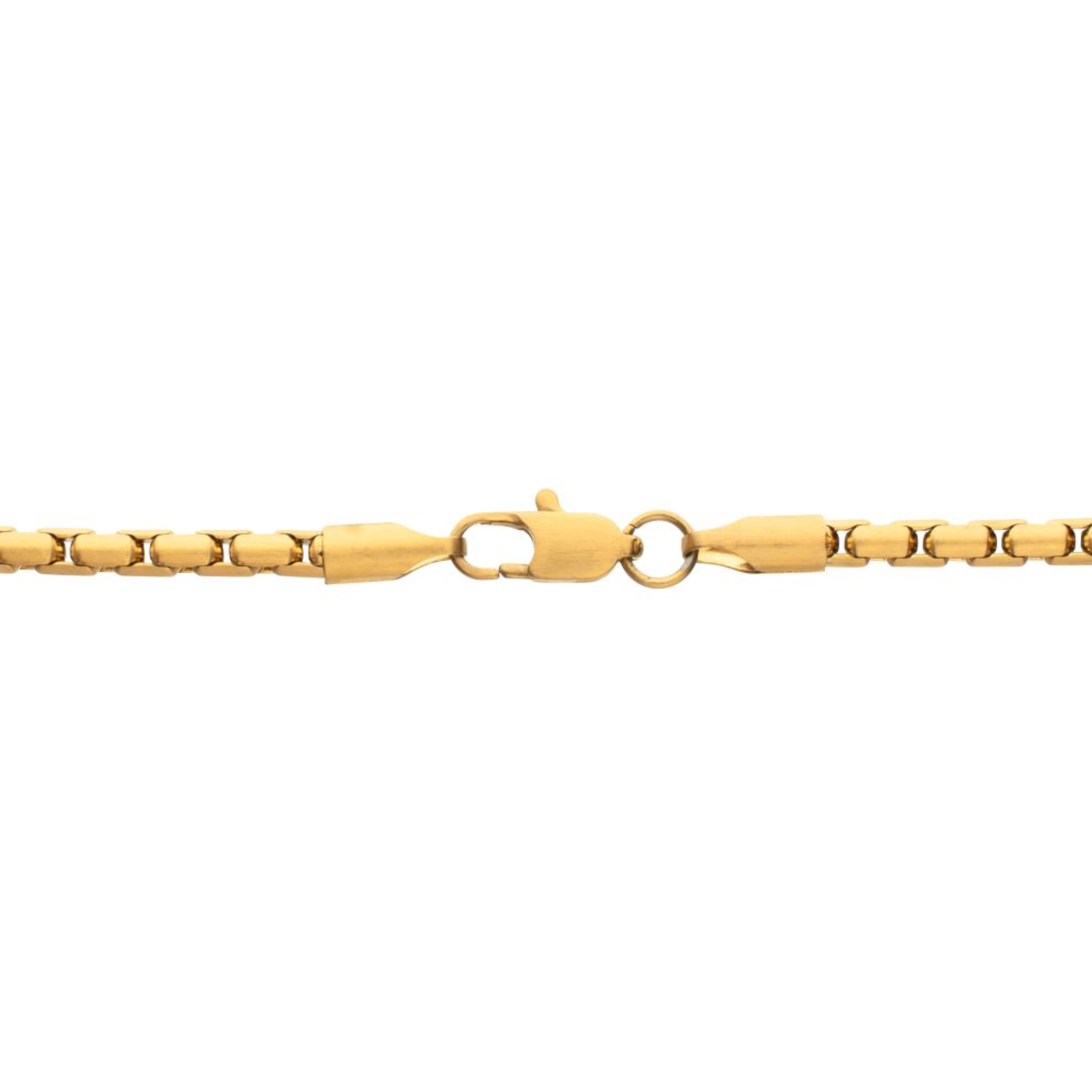 Gold chain necklace on a white background