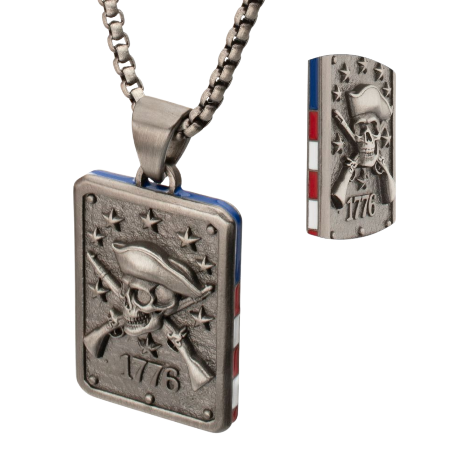 Pendant with skull and crossbones design on a white background
