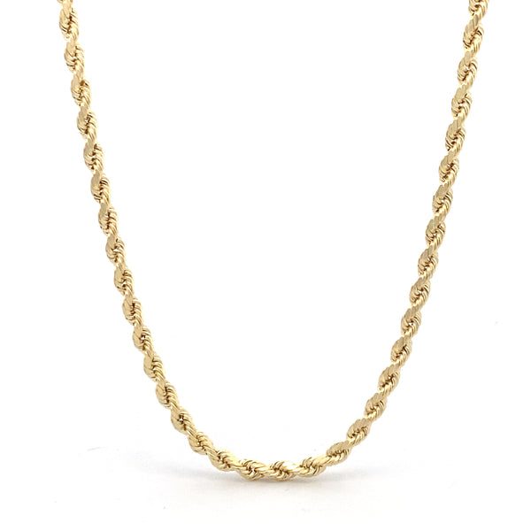 10K Yellow Gold 3MM Hollow Rope 24" Chain