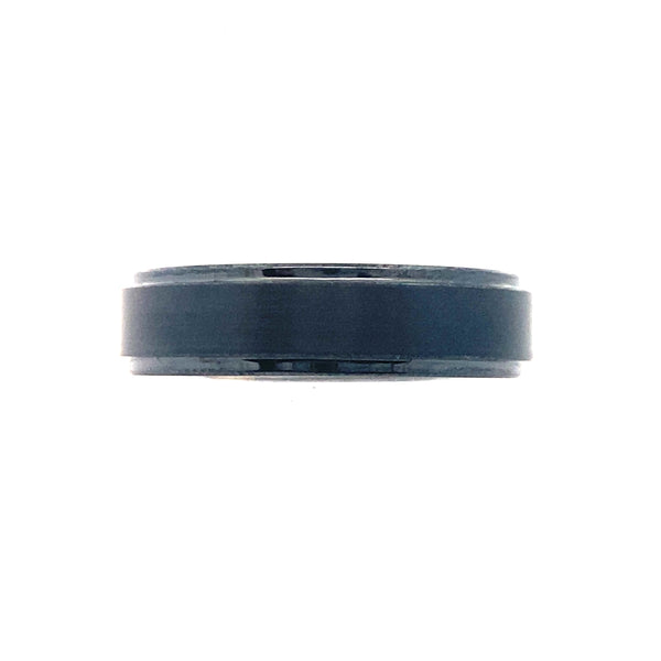 Men's 6MM Black Diamond Ceramic Ring with Flat Satin Finish & Recessed Edge
