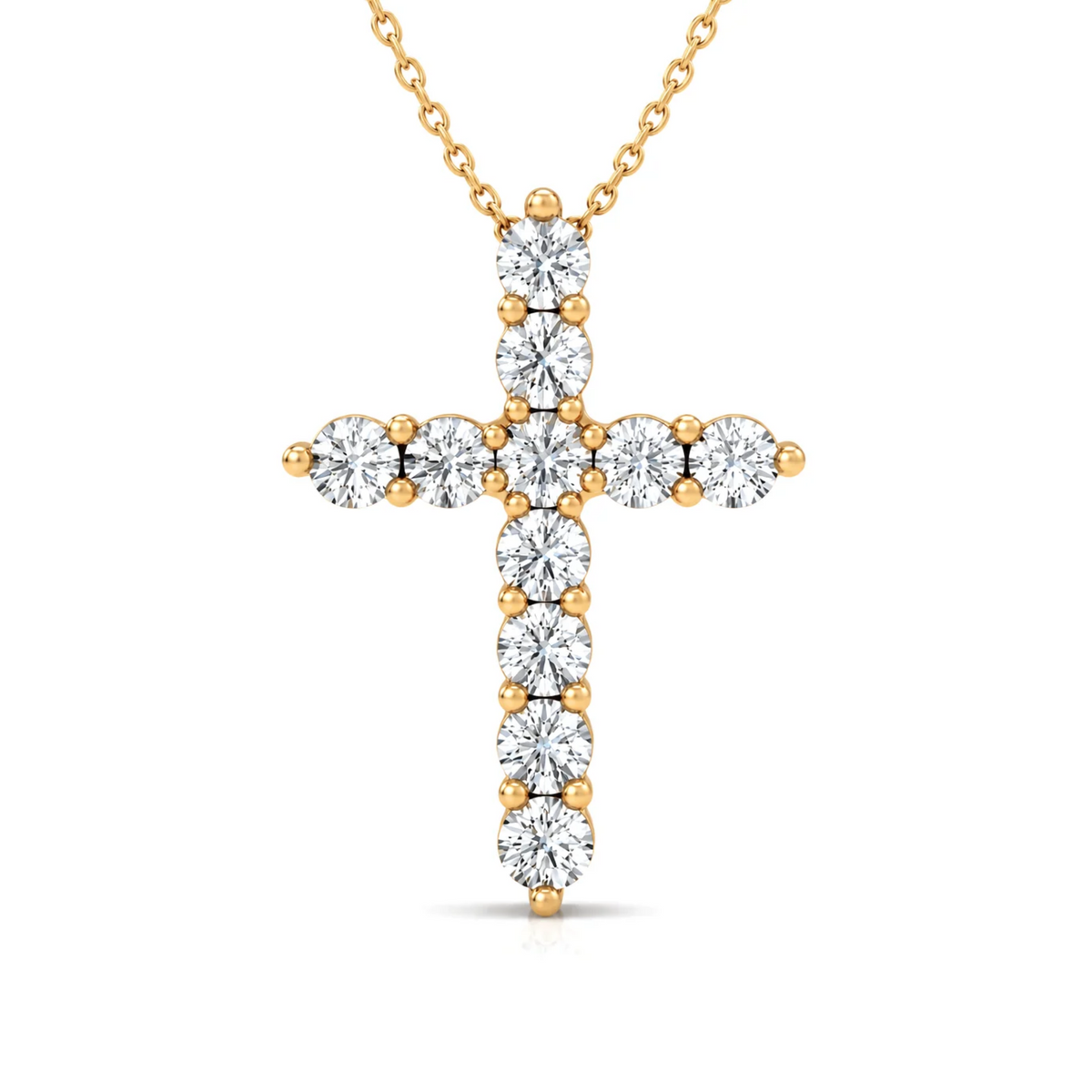Image of cross pendant up-close with white background