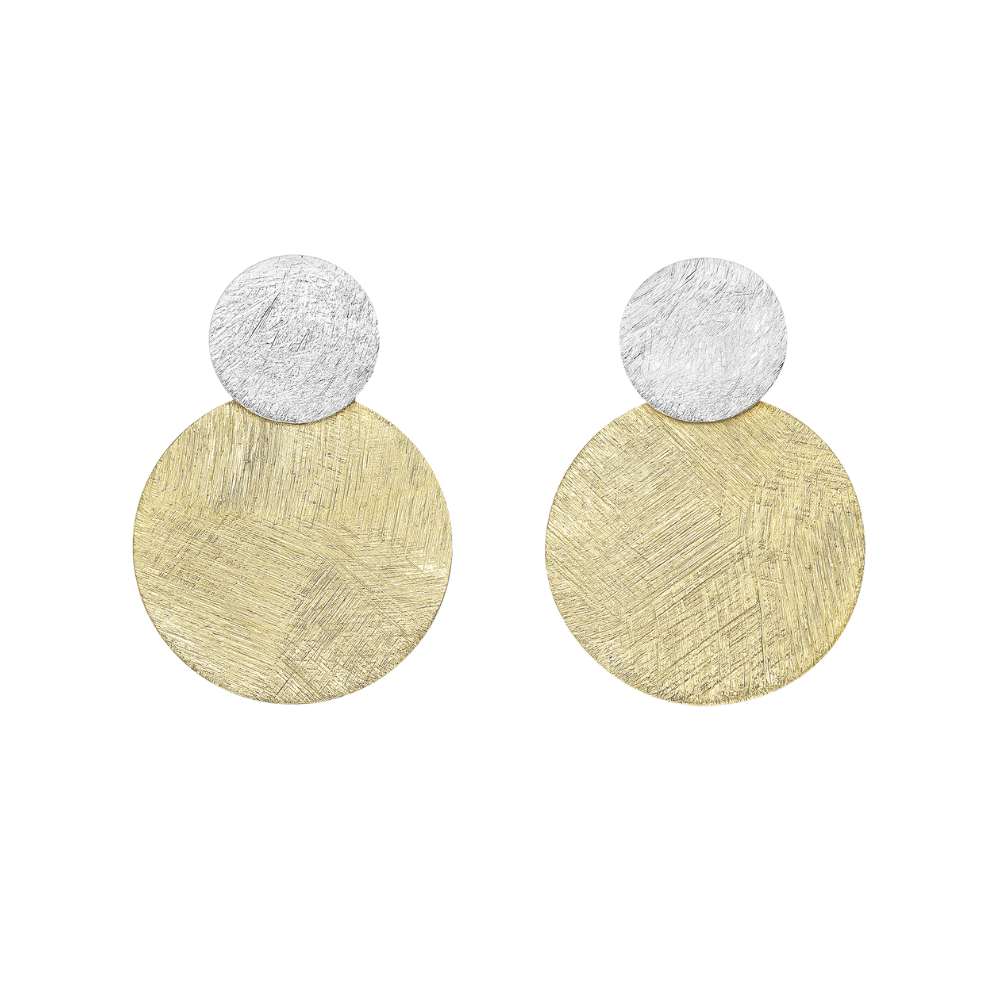 Sterling Silver & Gold-Plated Disc Dangle Stud Earrings