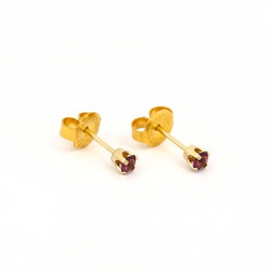 3mm Amethyst Piercing Studs 14k Yellow Gold