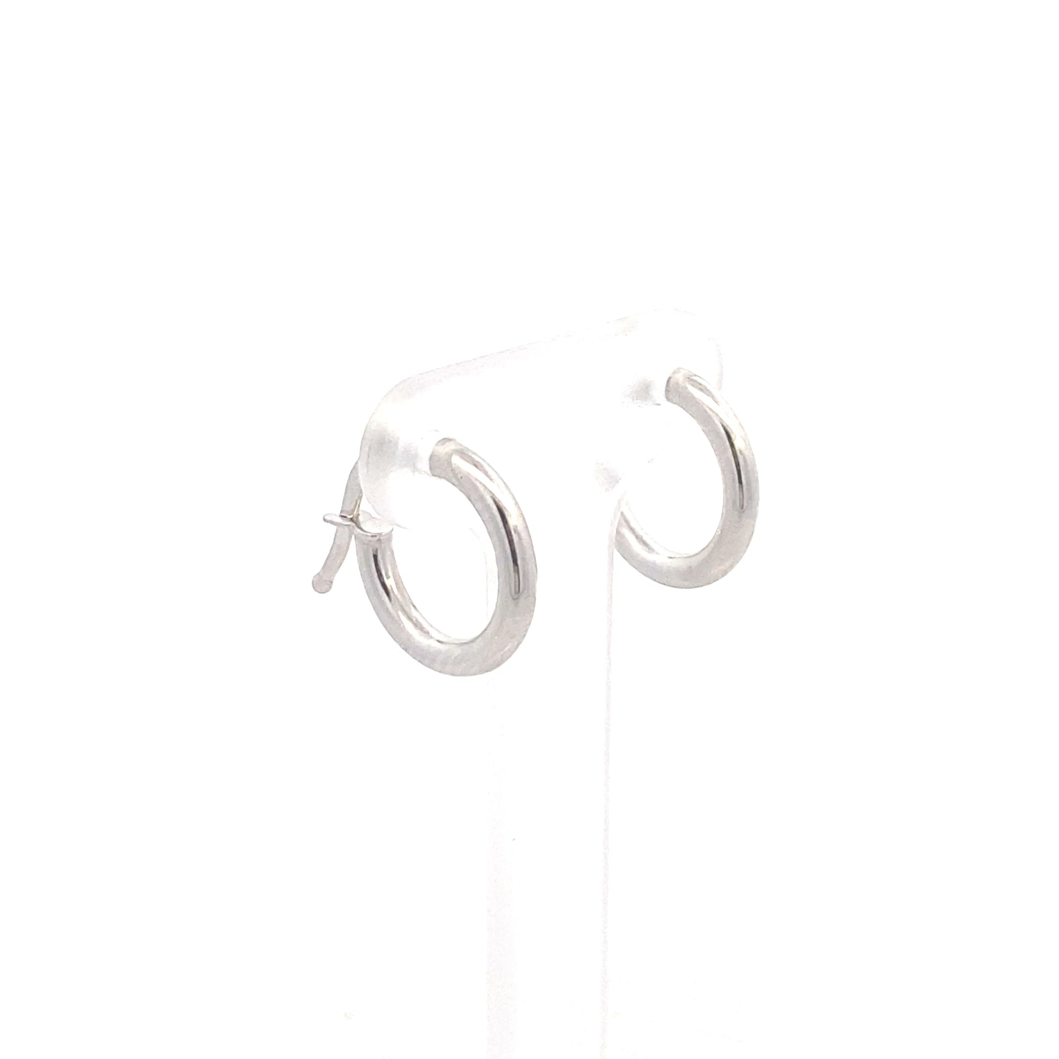 10K White Gold Simple Petite Huggie Hoops