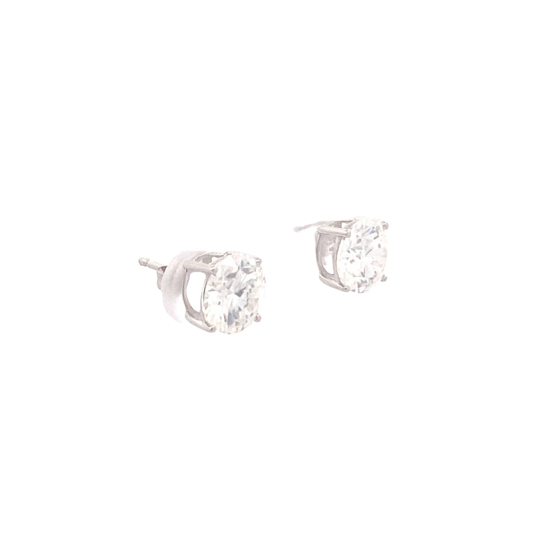 14K White Gold 3CT. Basket-Set Moissanite Stud Earrings