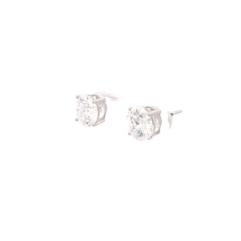 14K White Gold 3CT. Basket-Set Moissanite Stud Earrings
