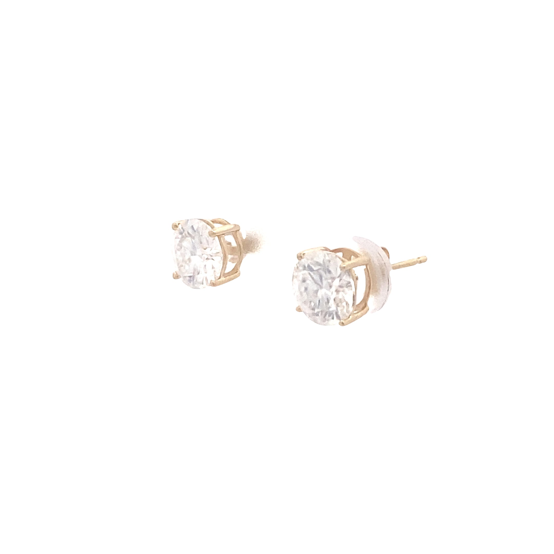 14K Yellow Gold 3CT. Basket-Set Moissanite Stud Earrings