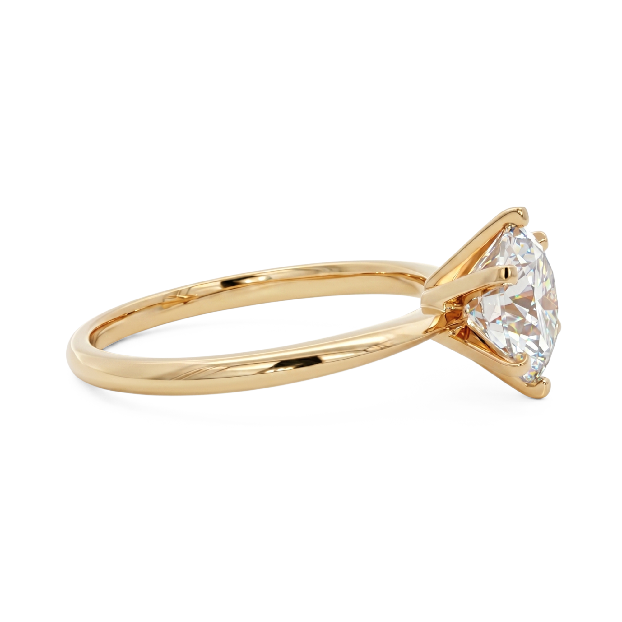 14K Yellow Gold 2CT. Moissanite Round 6-Prong Engagement Ring