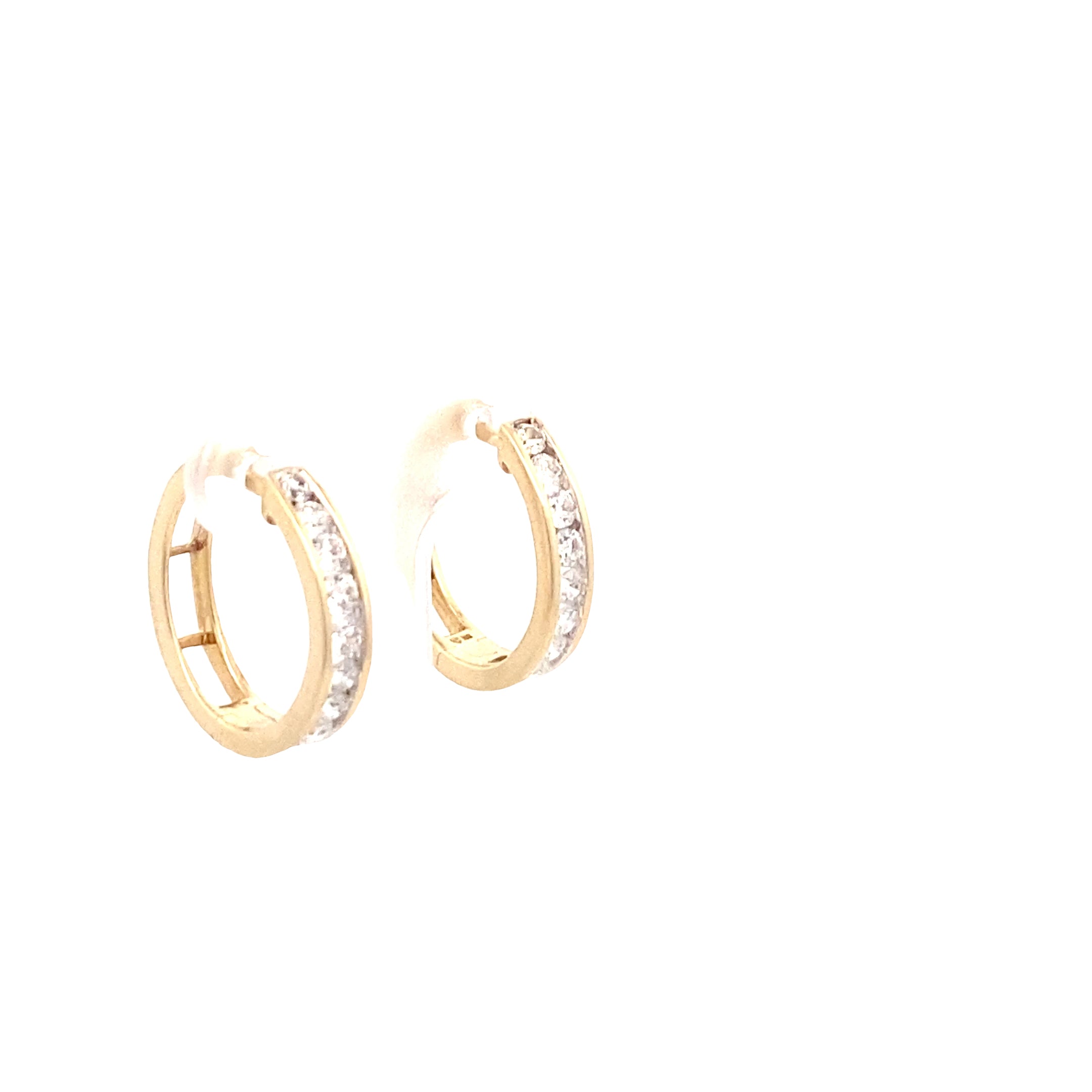 10K Yellow Gold 1CTW Diamond Hoop Earrings