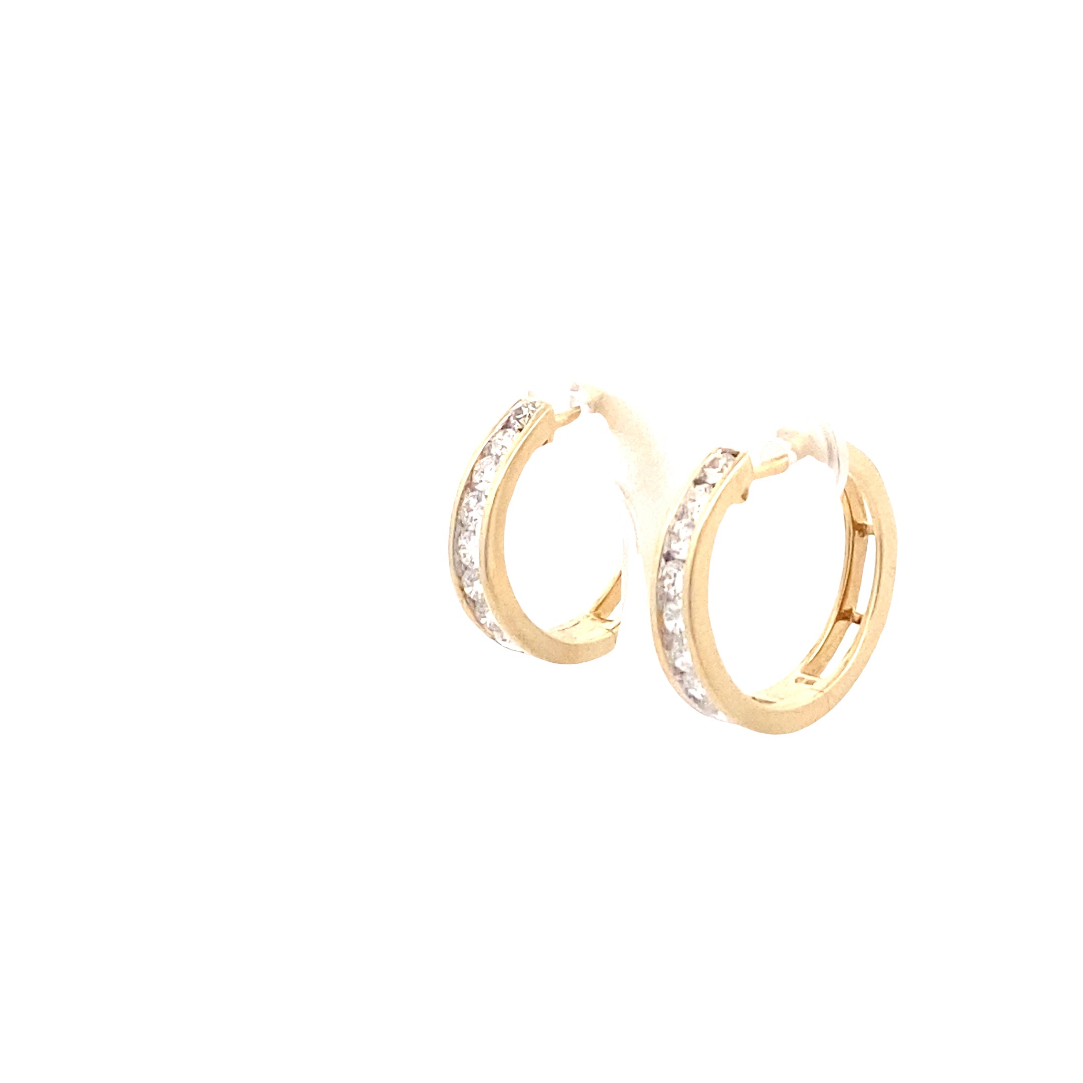 10K Yellow Gold 1CTW Diamond Hoop Earrings