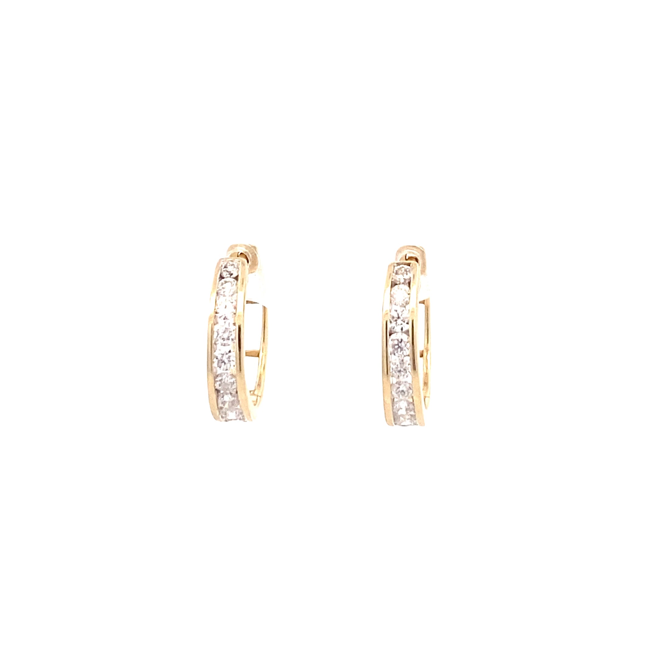 10K Yellow Gold 1CTW Diamond Hoop Earrings