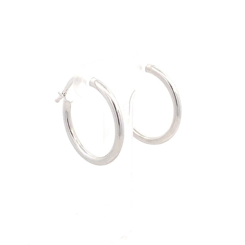 10K White Gold 20MM Hinged Hoop Earrings