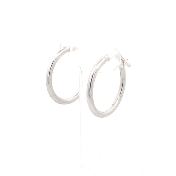 10K White Gold 20MM Hinged Hoop Earrings