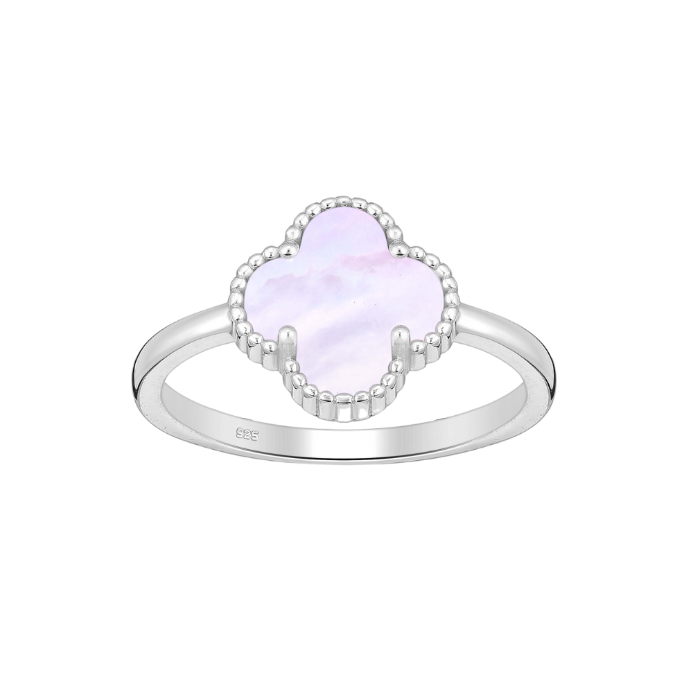 Sterling Silver Pink Mother of Pearl "Alhambra" Clover-Inspired Ring