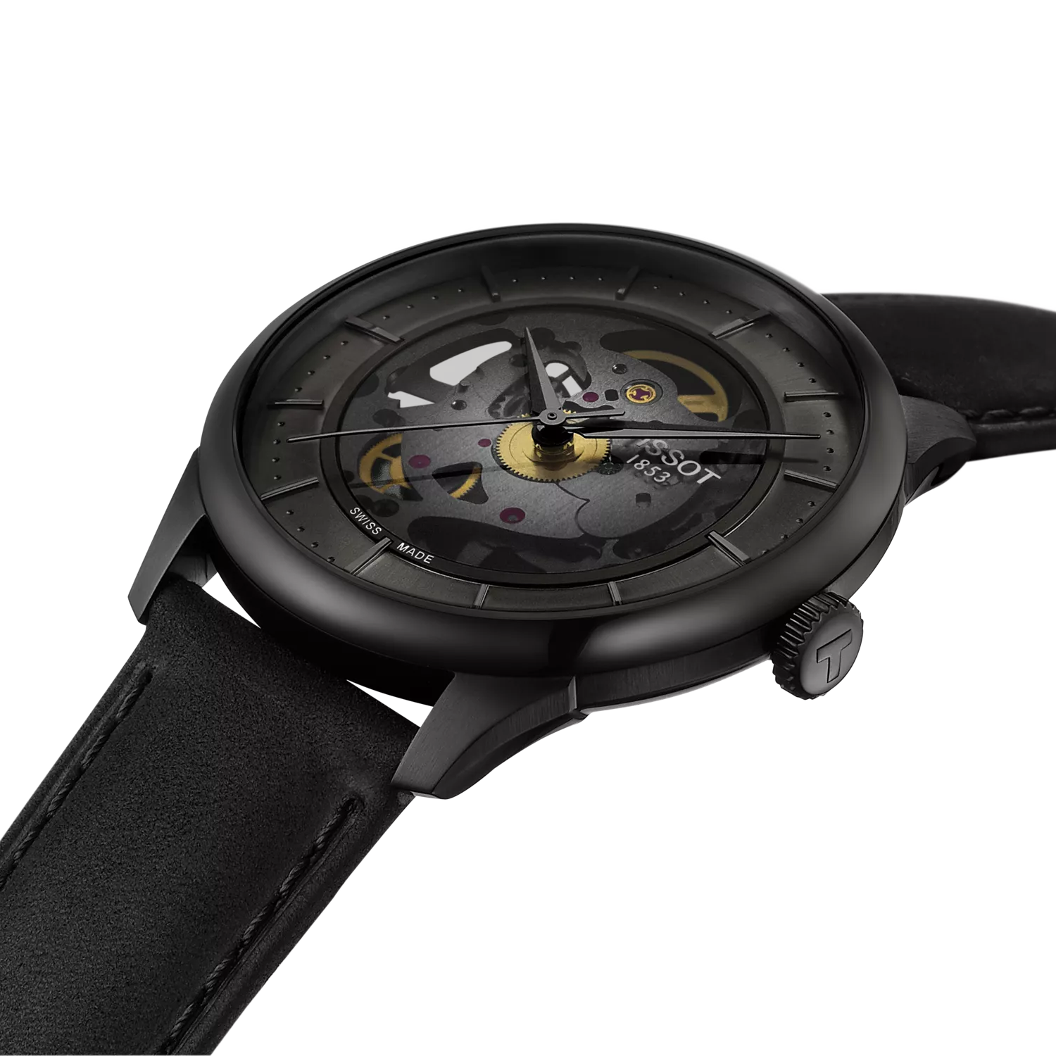 Black watch with visible brand name on a white background