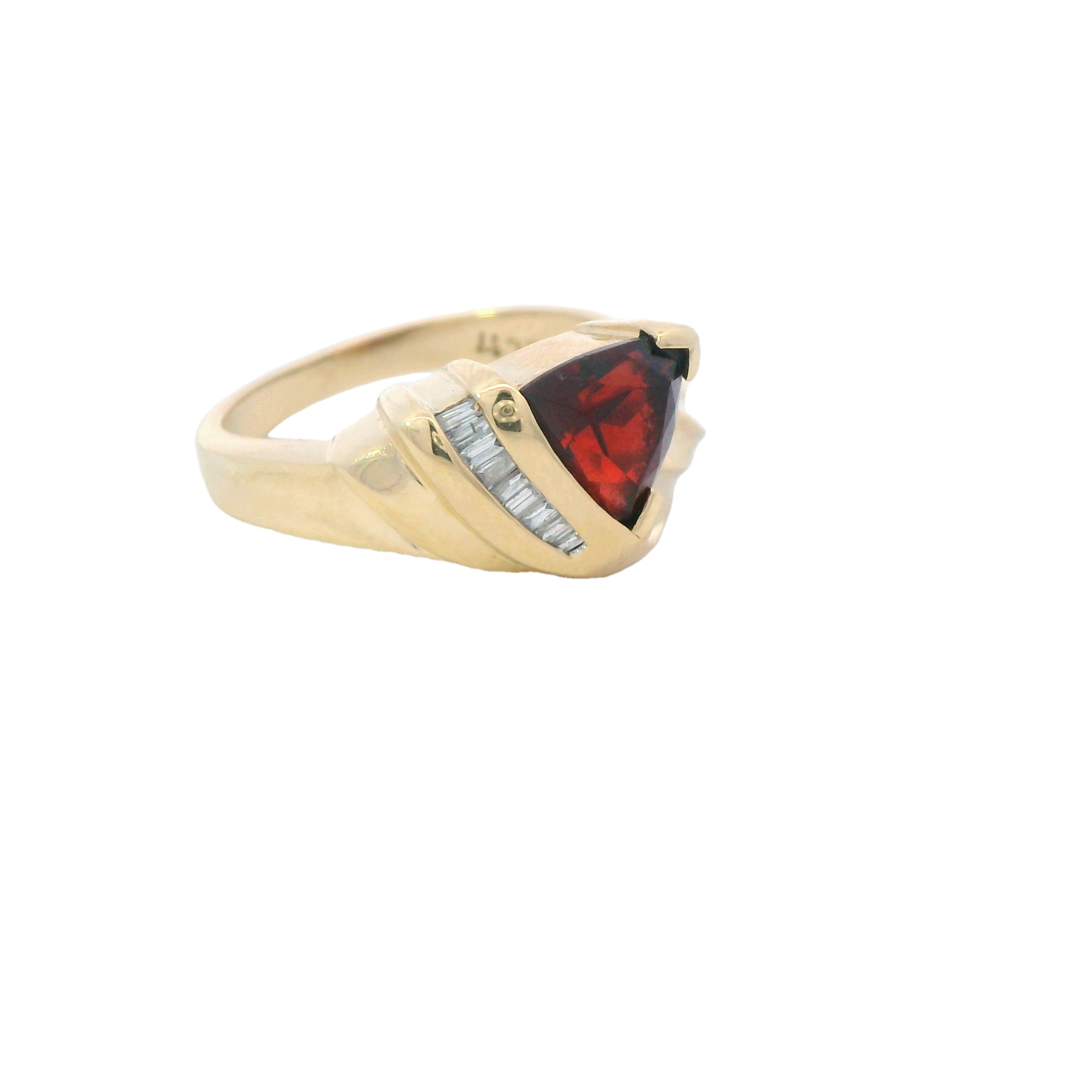 Estate Collection: 14K Yellow Gold Trillion-Cut Garnet & Diamond Ring