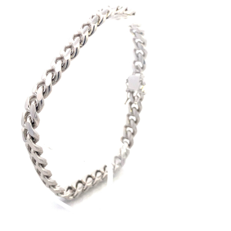 Sterling Silver Polished 8.5MM Curb Chain 9" Bracelet with Tennis Clasp