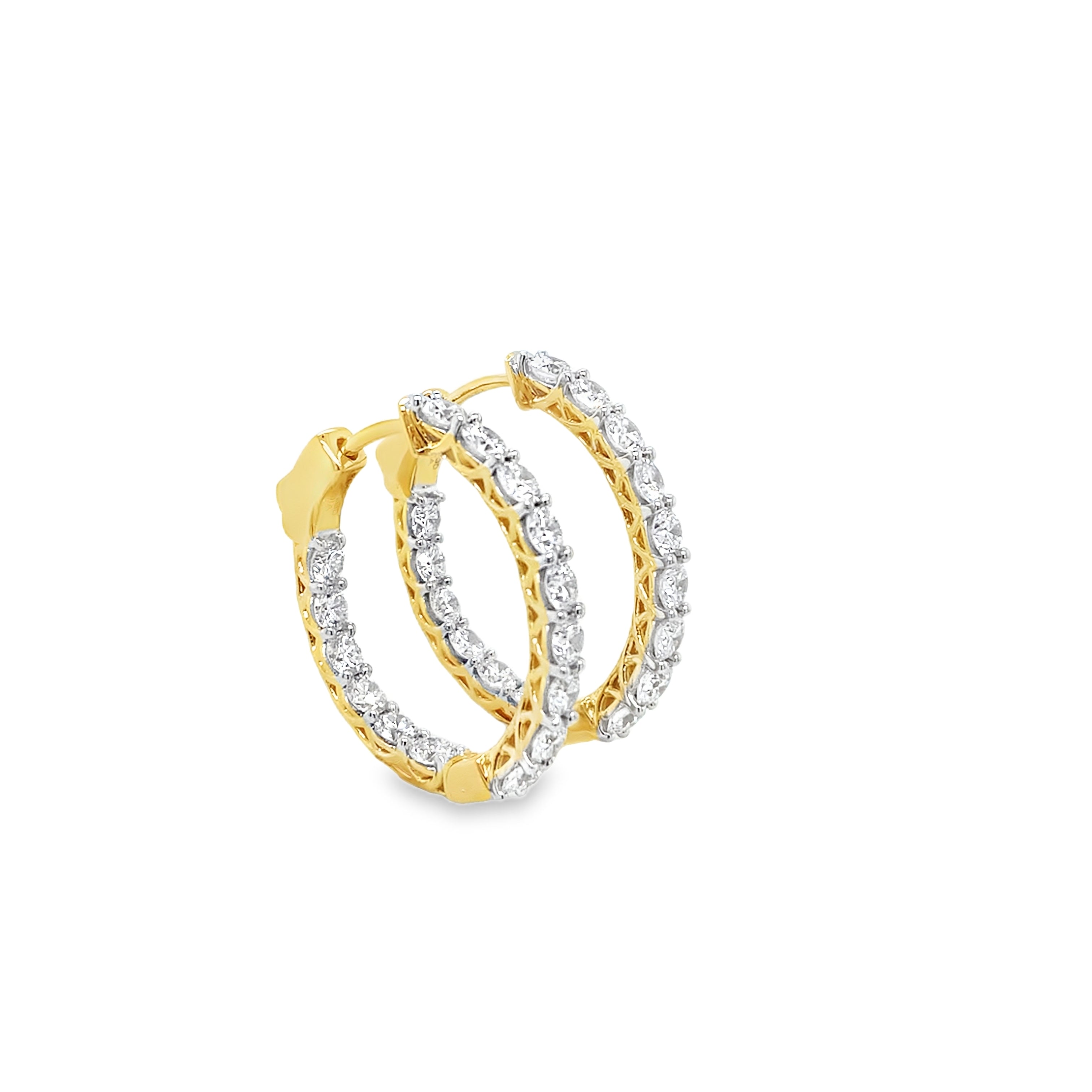 Gold-Plated 3CTW. Lab-Grown Diamond Oval Inside-out Hoop Earrings