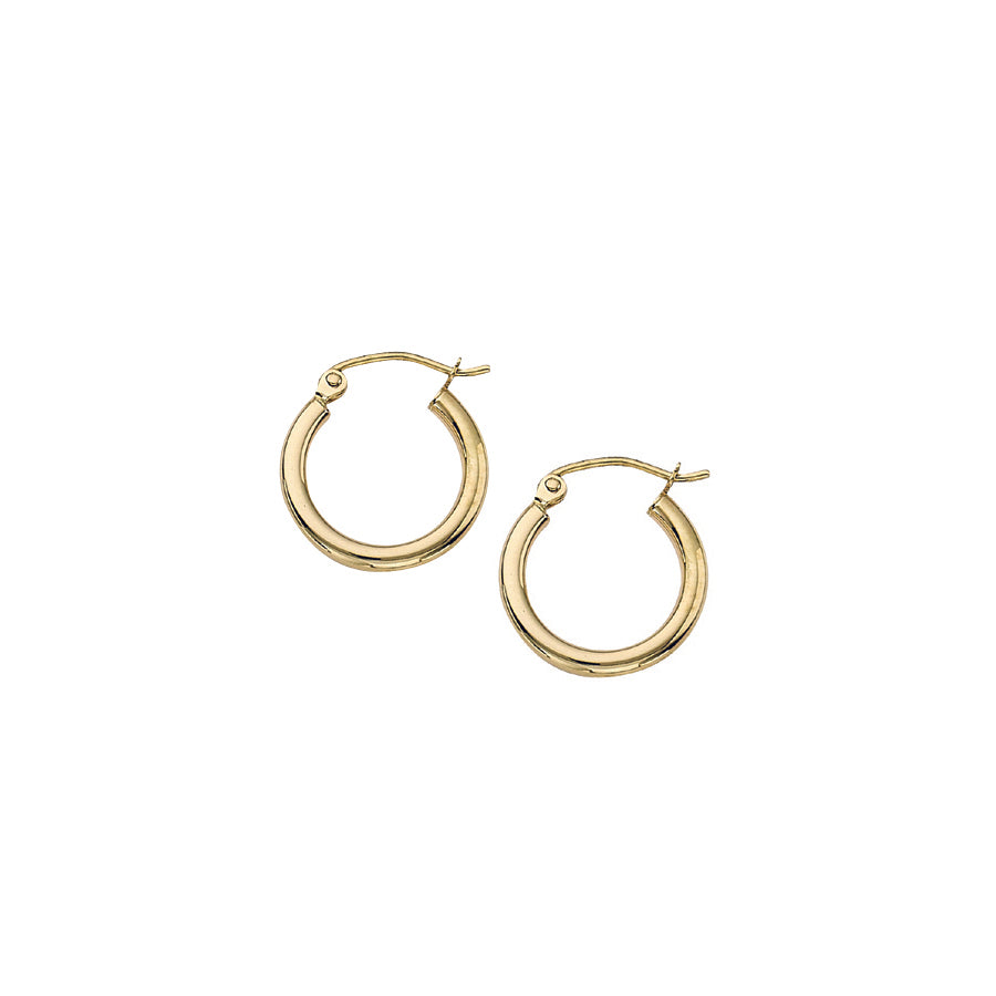 Gold hoop earrings on a white background