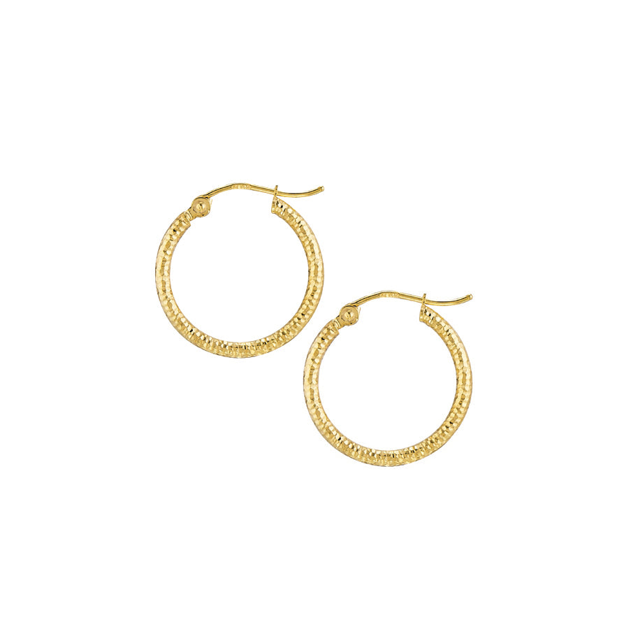 14K Yellow Gold 2x20MM Hoops Side View