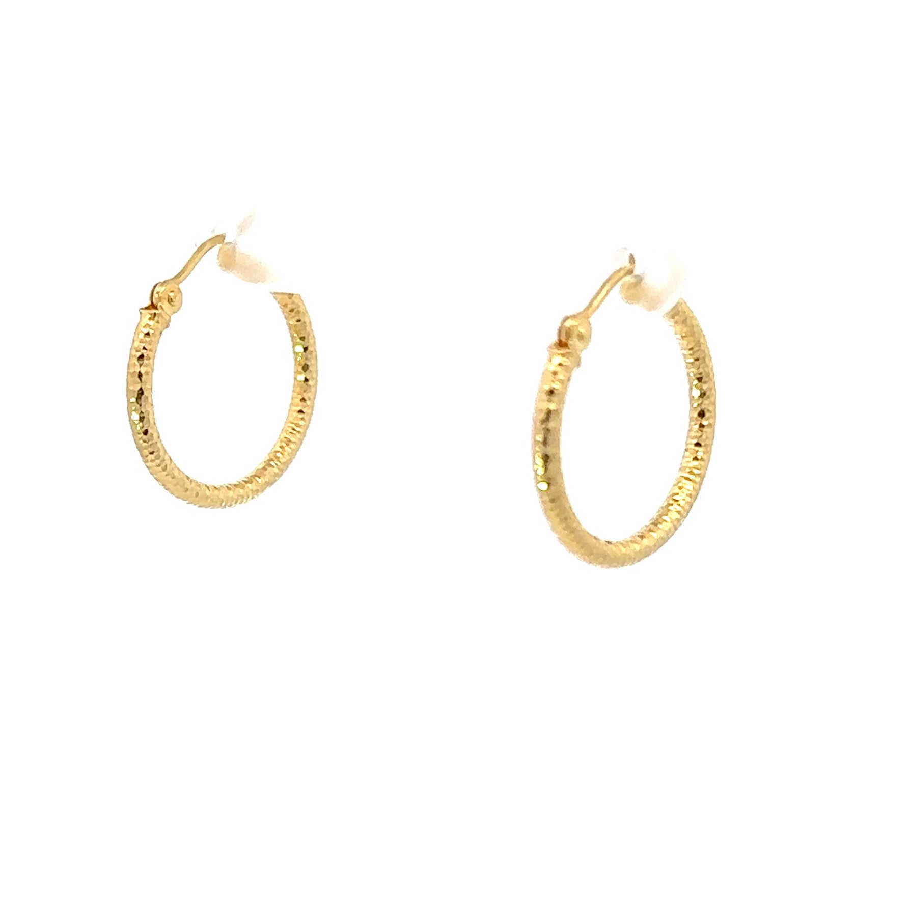 14K Yellow Gold 2x20MM Hoops Angled View