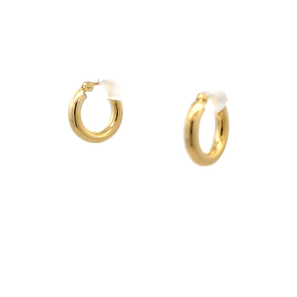 14K Yellow Gold 3X15MM Polished Hoop Earrings