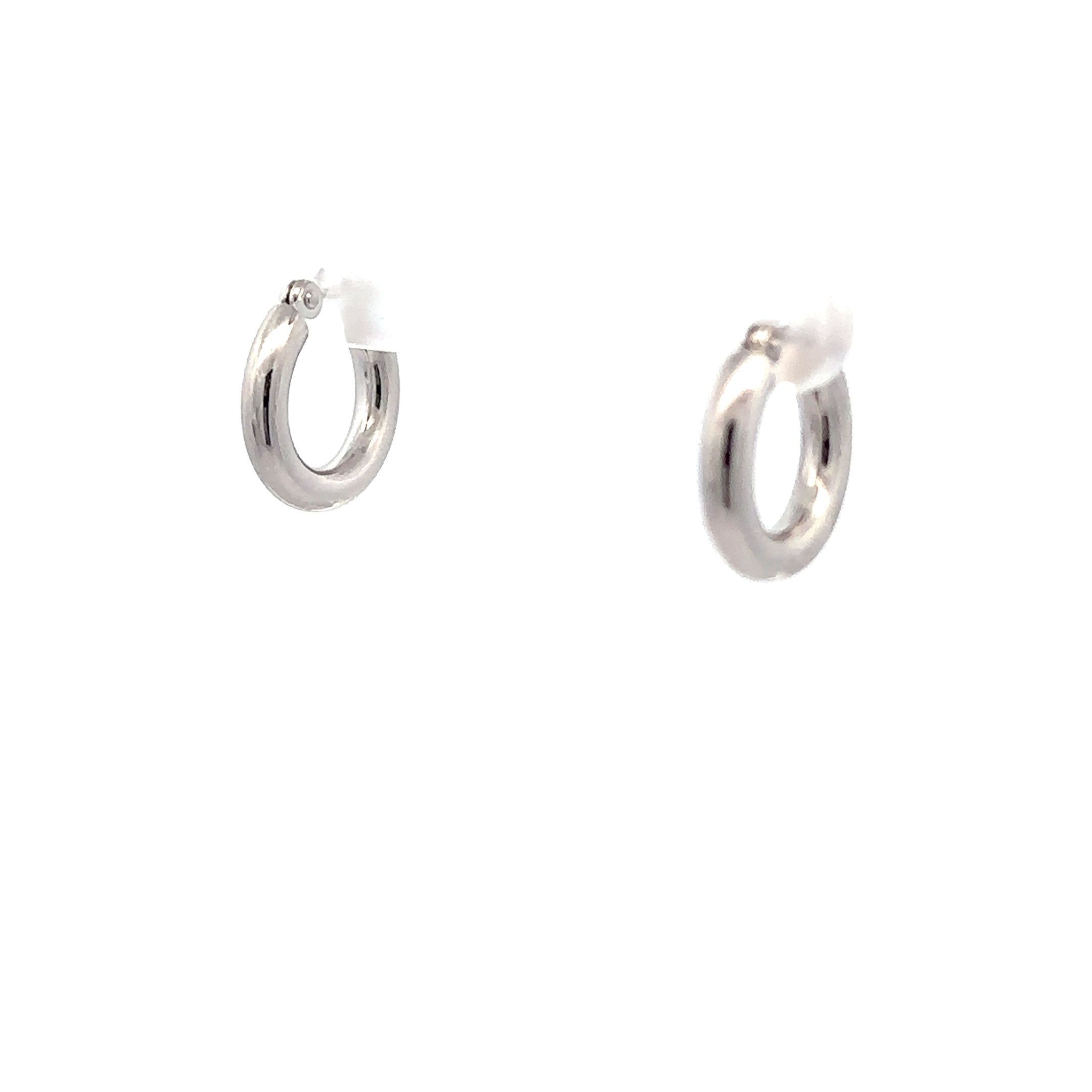 14K White Gold 3X15MM Polished Hoop Earrings