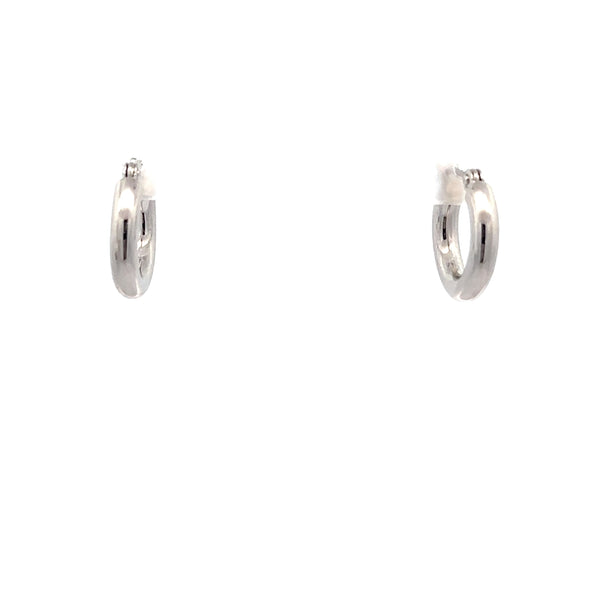 14K White Gold 3X15MM Polished Hoop Earrings